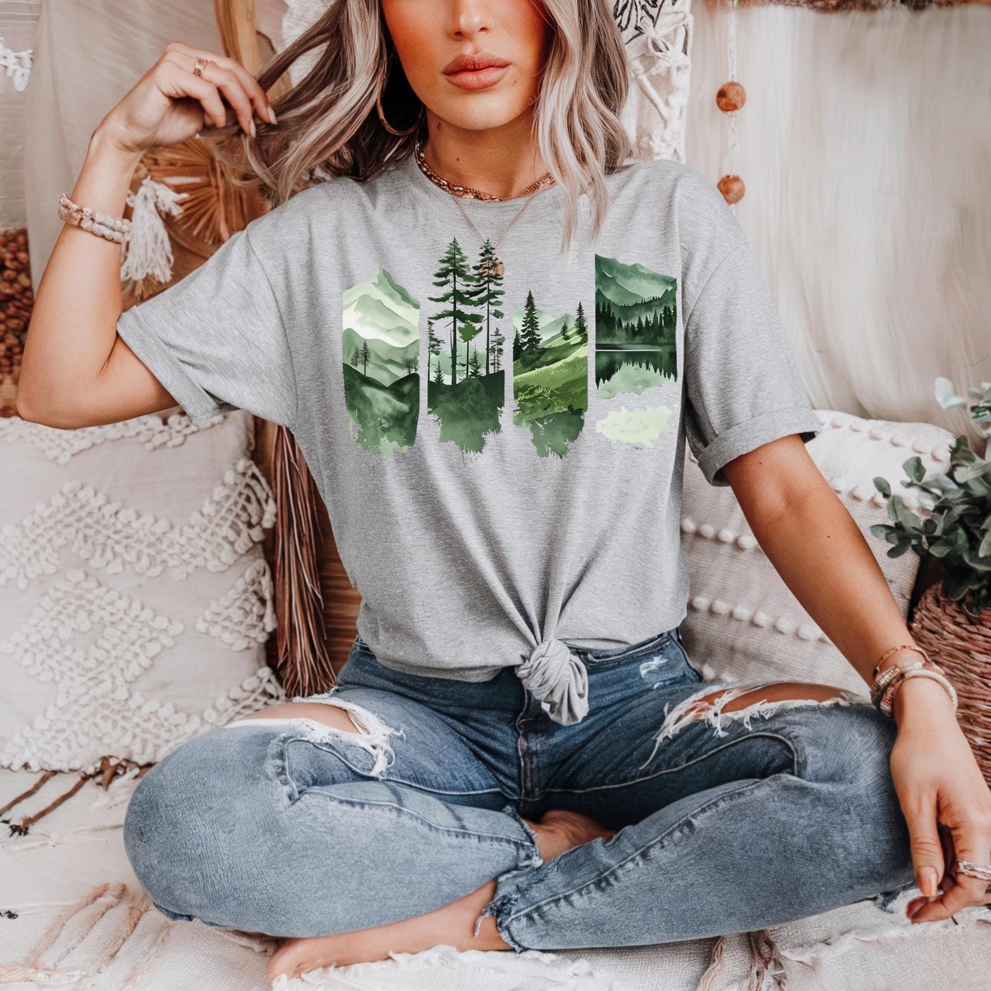 Nature-Inspired Unisex Heavy Cotton Tee | Eco-Friendly Apparel, Outdoor Lovers Gift, Forest Aesthetic, Hiking Shirt, Evergreen Graphic