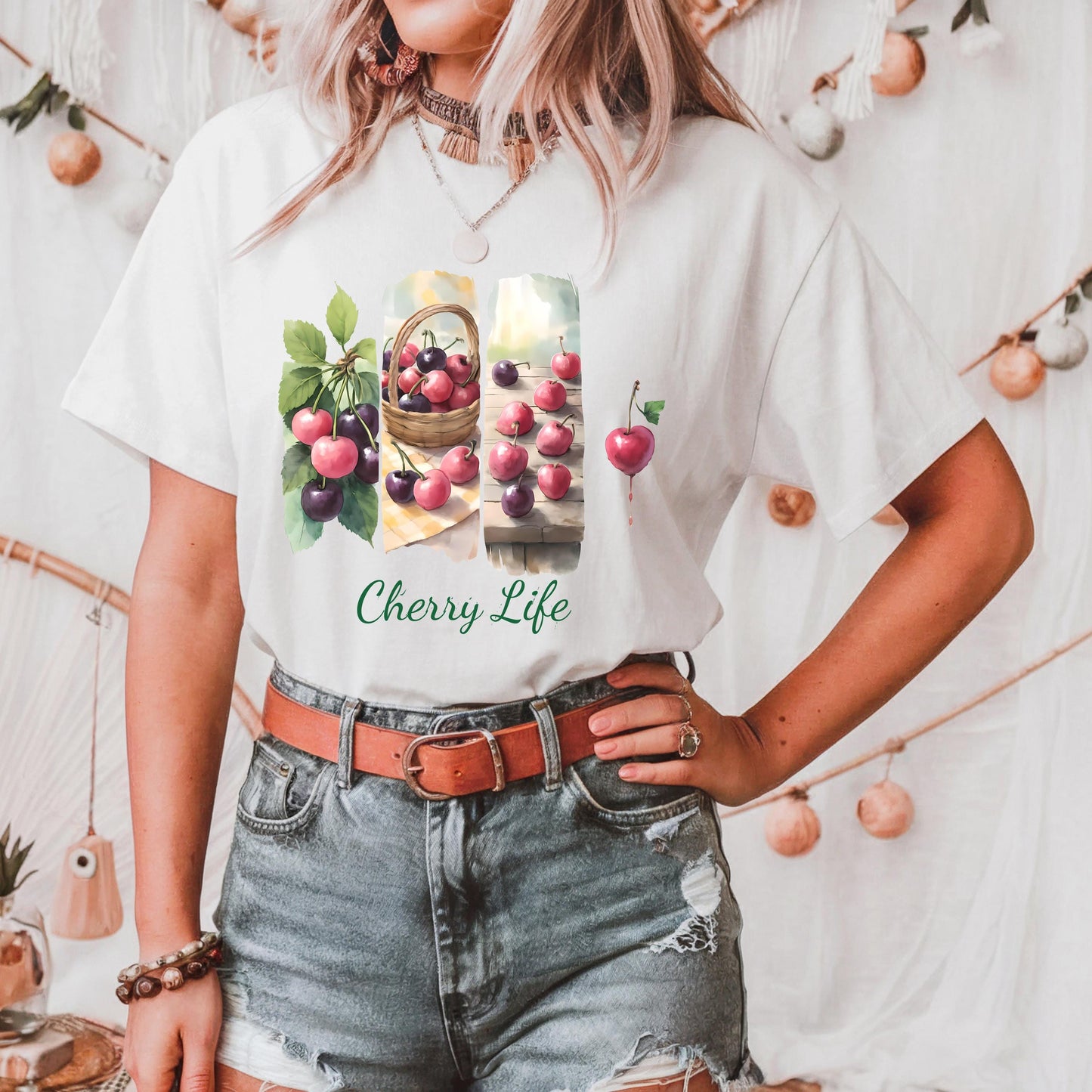 Cherry Life Unisex Heavy Cotton Tee Summer Vibes Tee Gift For Fruit Lovers Casual Wear Gardening Outfit Nature Inspired Apparel Men Women