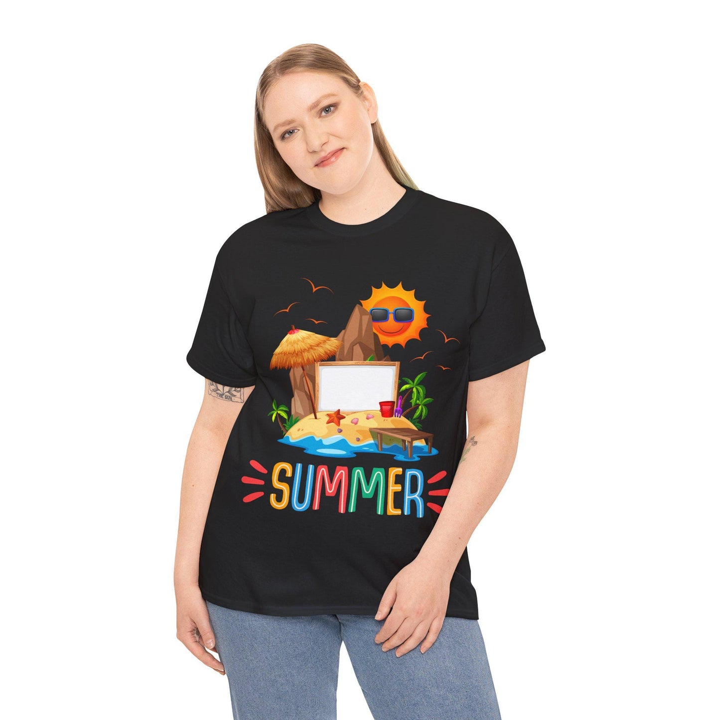 Sunny Summer Vibes T-shirt Unisex Heavy Cotton Tee, Beach Shirt, Vacation Top, Summer Party Apparel, Fun Graphic Tee, Casual Summer Wear