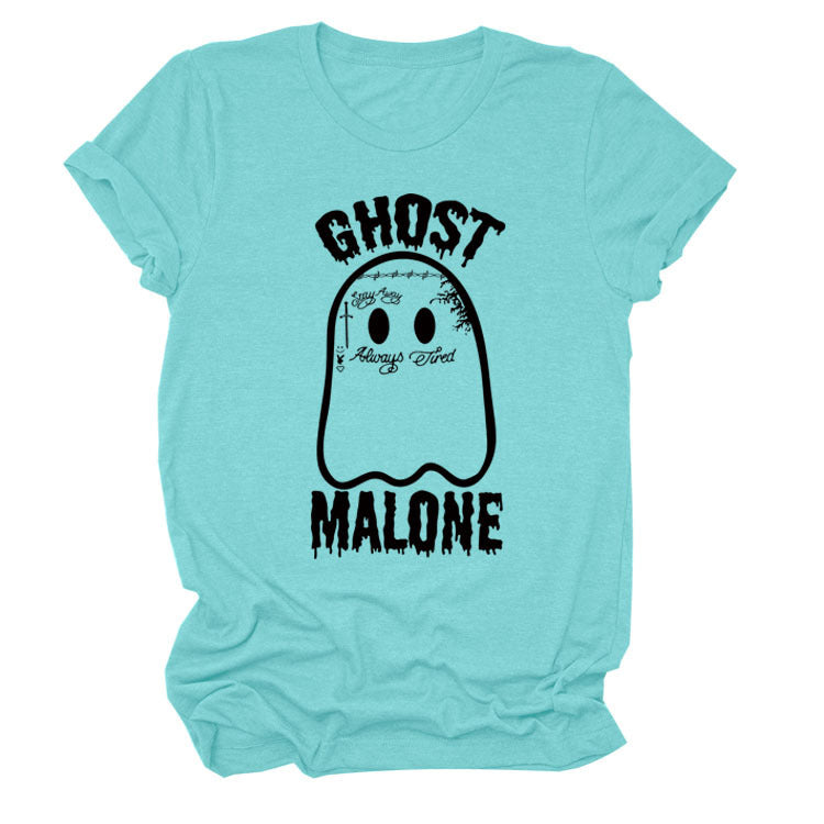 Ghost Round Neck Letter Halloween Loose Short Sleeve T-shirt
