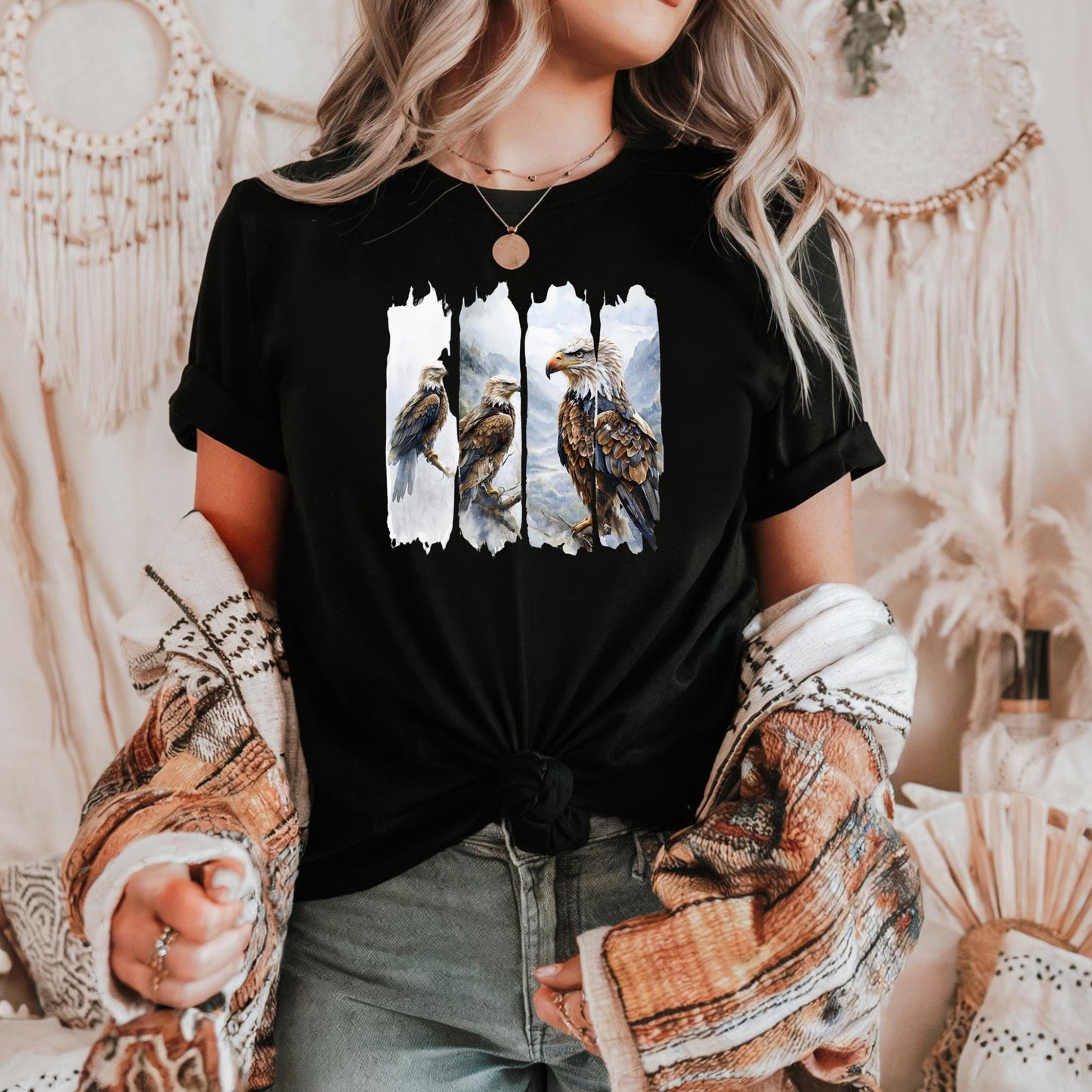 Majestic Eagle Nature-Inspired Bird Graphic Tee, Wildlife Lover's T-Shirt, Unisex Cotton Shirt, Casual Wear, Gift for Bird Enthusiasts