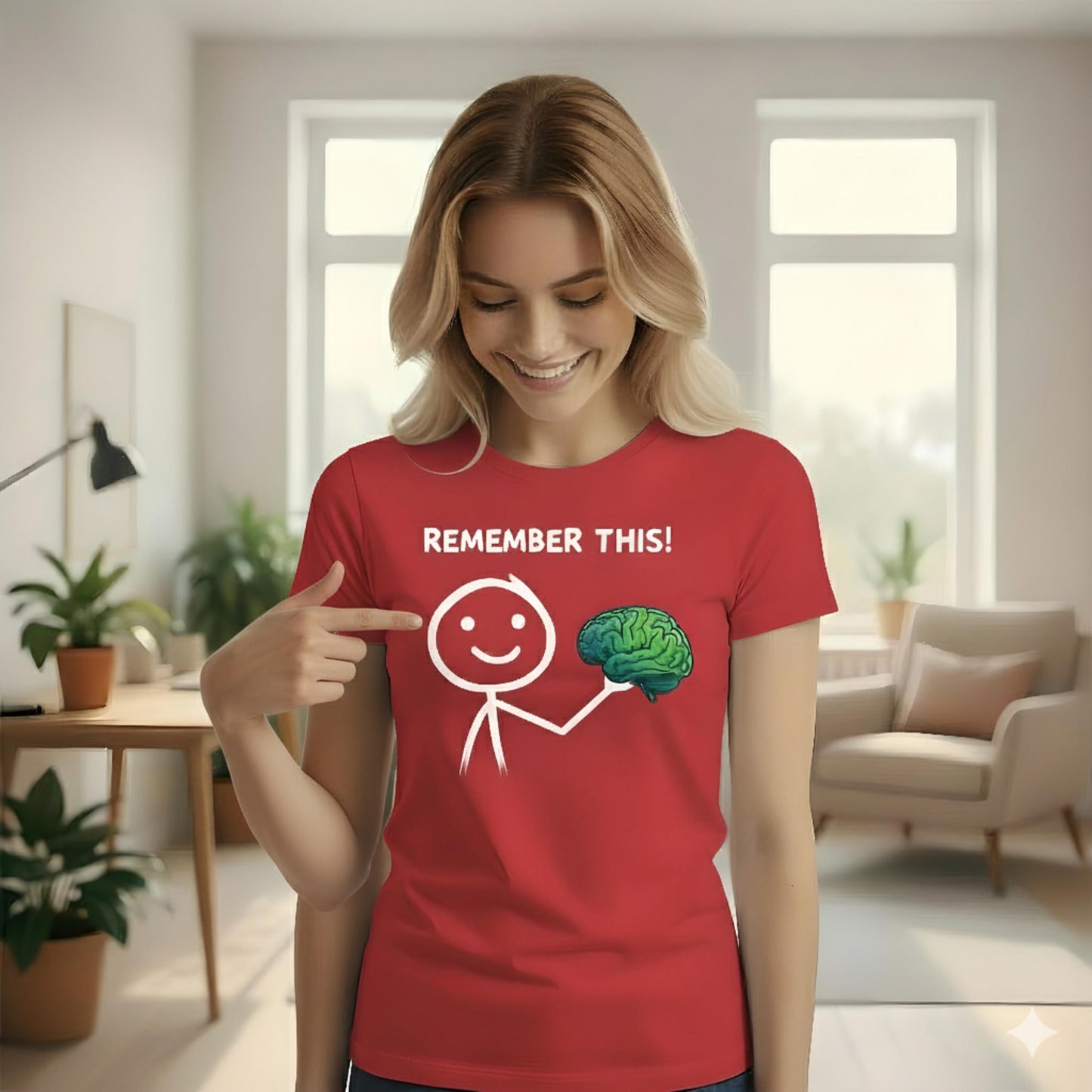 Funny Brain Cartoon T Shirt Remember This Red Graphic Tee Unisex Nerd Humor Casual Top Psychology Shirt Geek Gift Smart Tee For Him Her