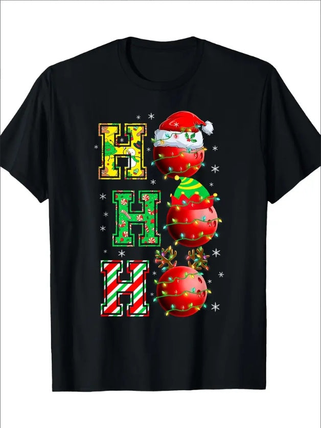 Men's Festive Christmas T-Shirt With Santa, Elf & Reindeer Print Casual Round Neck Tee For All Seasons