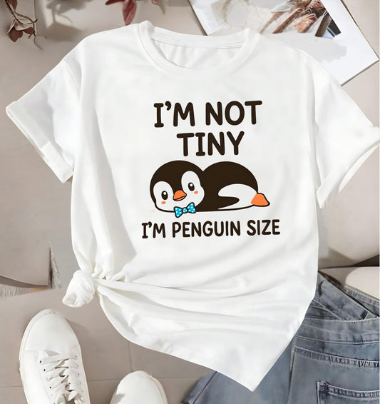 Funny Penguin T Shirt Im Not Tiny Im Penguin Size Cute Cartoon Graphic Tee Unisex Casual Top Penguin Lover Shirt Geek Nerd Gift For Him Her