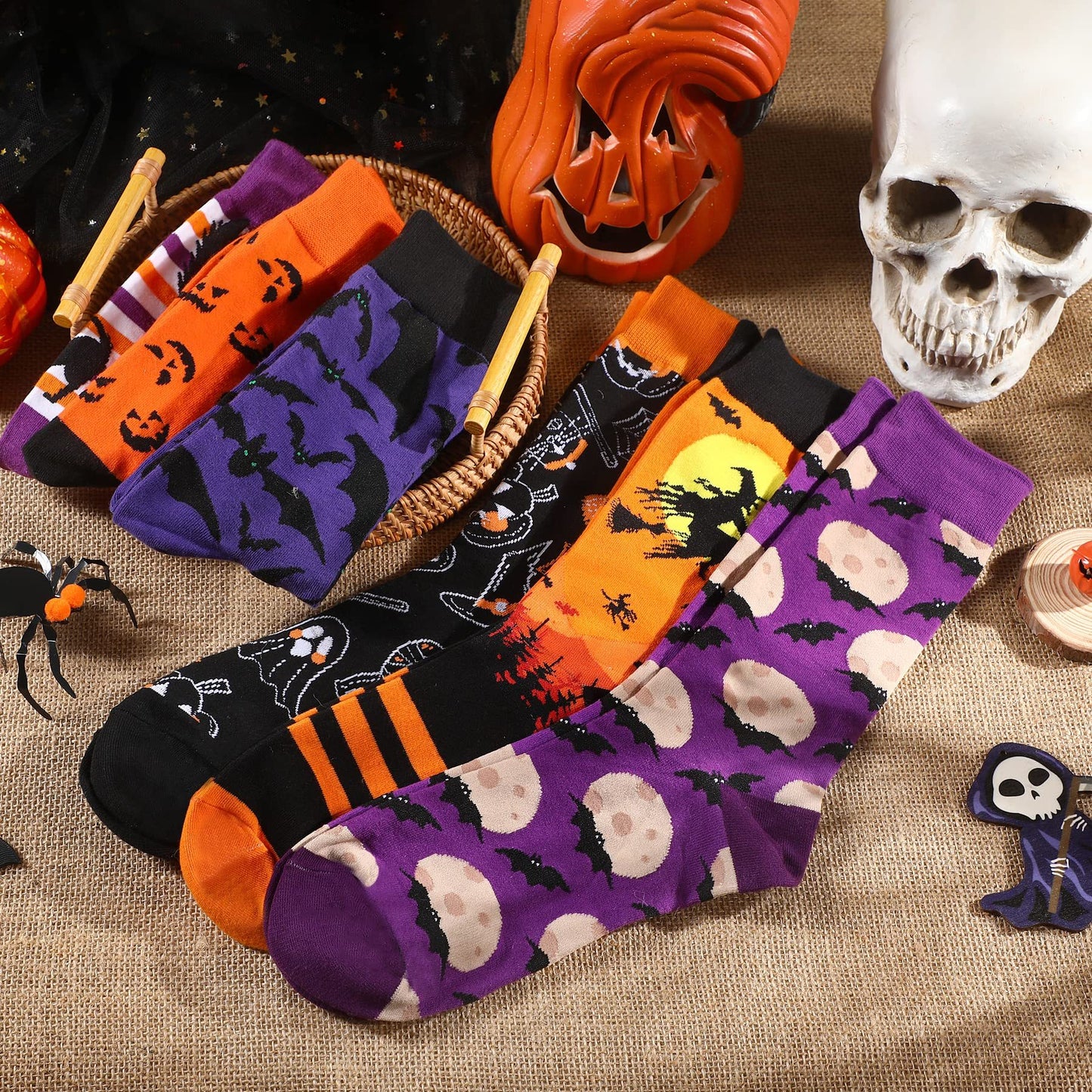6 Pairs Halloween Christmas Socks For Men Women Girls Funny Xmas Socks Santa Claus Elk Cotton Sock Set-Cannot Be Listed On Amazon Platform