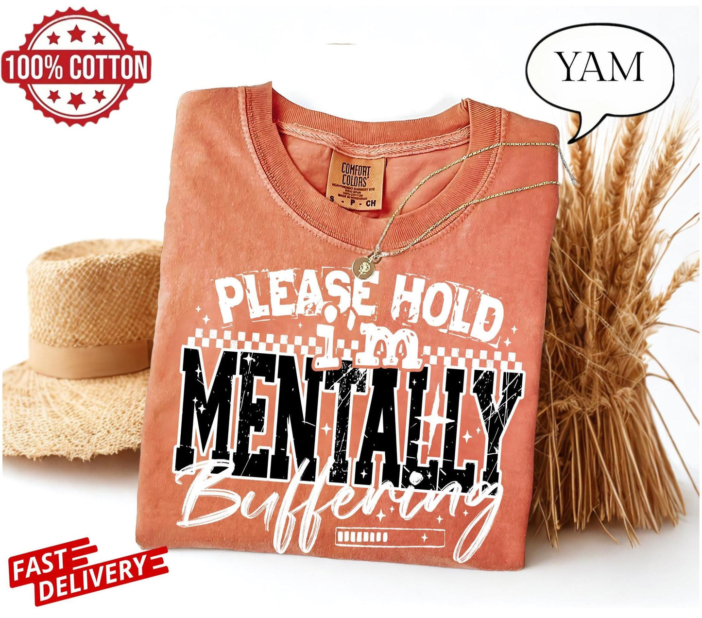 Buffering anxiety graphic tee, sarcastic stress quote shirt, funny oversized cotton unisex gift for mental health days