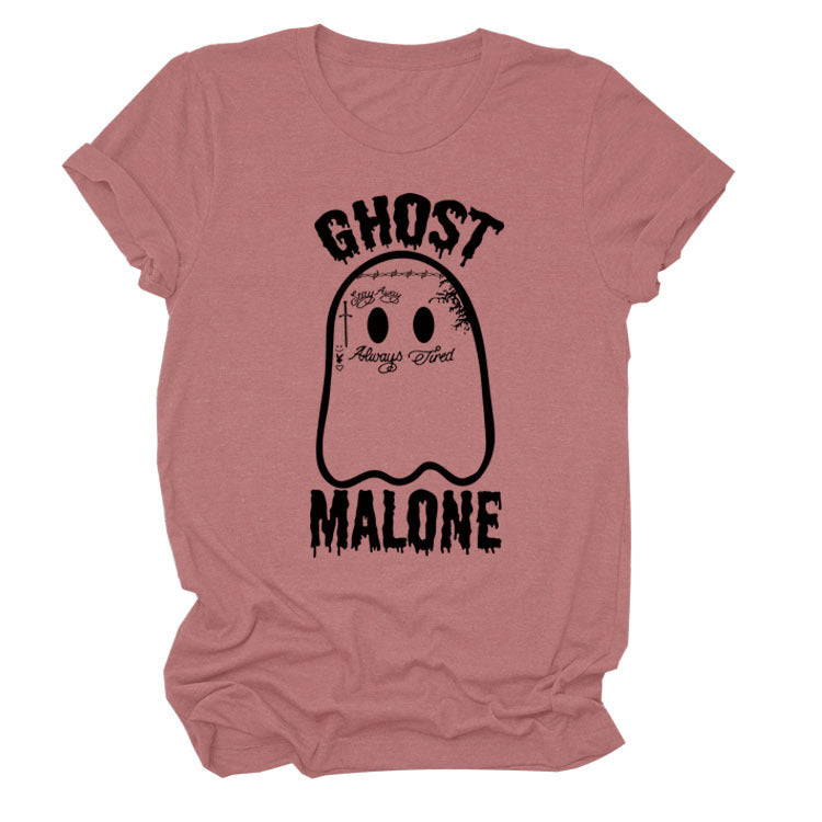 Ghost Round Neck Letter Halloween Loose Short Sleeve T-shirt