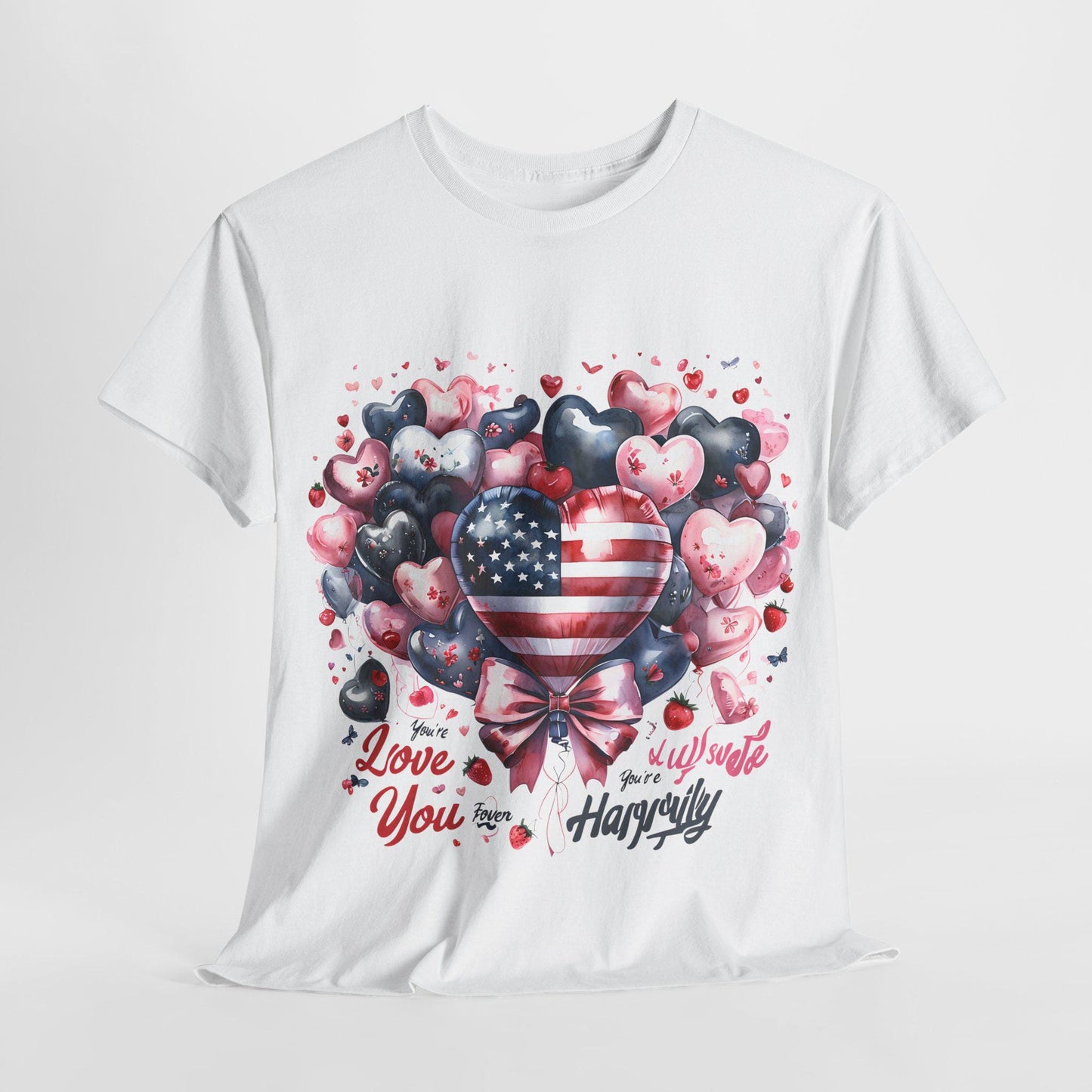 Heart Shape and Love Quotes Balloons T-Shirt, Cute Romantic Graphic Tee, Couples Gift Apparel, Love Sentiments Shirt, Valentine's