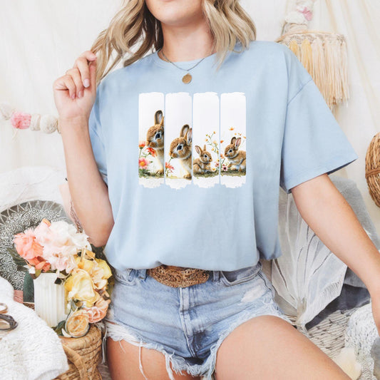 Cute Bunny Design Unisex Cotton Tee, Spring Tee, Animal Lover Gift, Easter Tee, Cozy Casual Wear, Nature Inspired Apparel, Pet Lover Gift