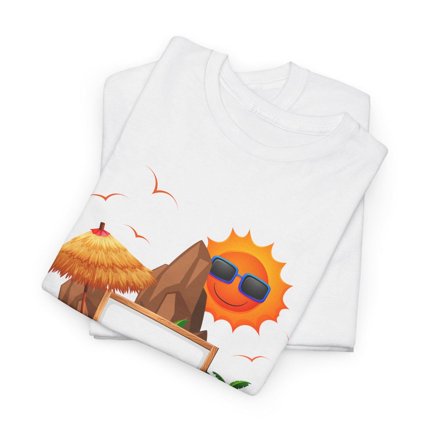 Sunny Summer Vibes T-shirt Unisex Heavy Cotton Tee, Beach Shirt, Vacation Top, Summer Party Apparel, Fun Graphic Tee, Casual Summer Wear