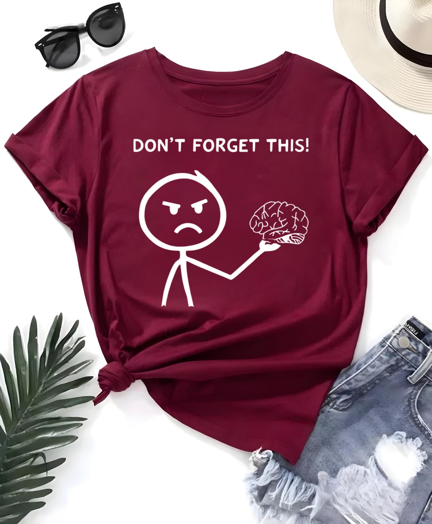 Red Funny Brain T Shirt Dont Forget This Cartoon Graphic Tee Unisex Casual Humor Top Psychology Shirt Nerd Geek Smart Tee Gift For Him Her