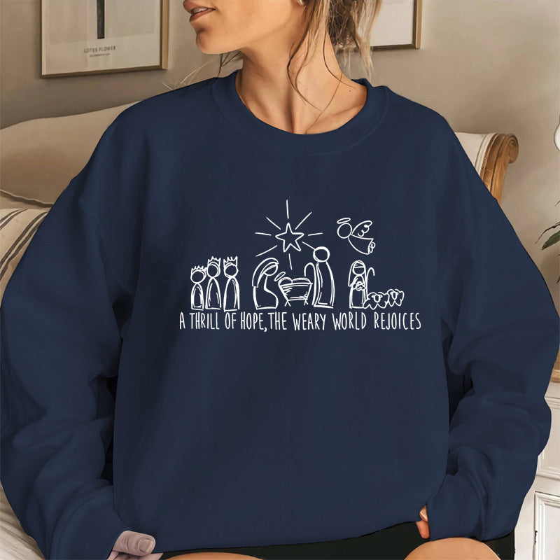 Christian Christmas Sweatshirt Nativity Scene Sweater