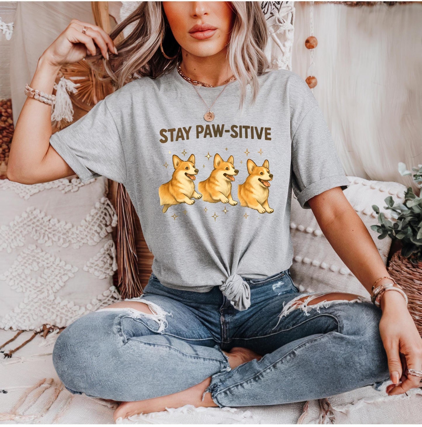Stay Paw Sitive T Shirt Pet Lovers Funny Dog Cat Graphic Tee Unisex Cotton Top Cute Animal Gift Positive Vibe Apparel For Men Women
