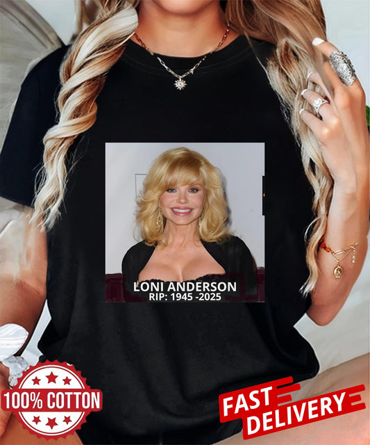 Vintage Loni Anderson RIP 1945 2025 Tribute Tee Retro 80s WKRP inial TShirt Cincinnati Bootleg Shirt Celebrity Memor