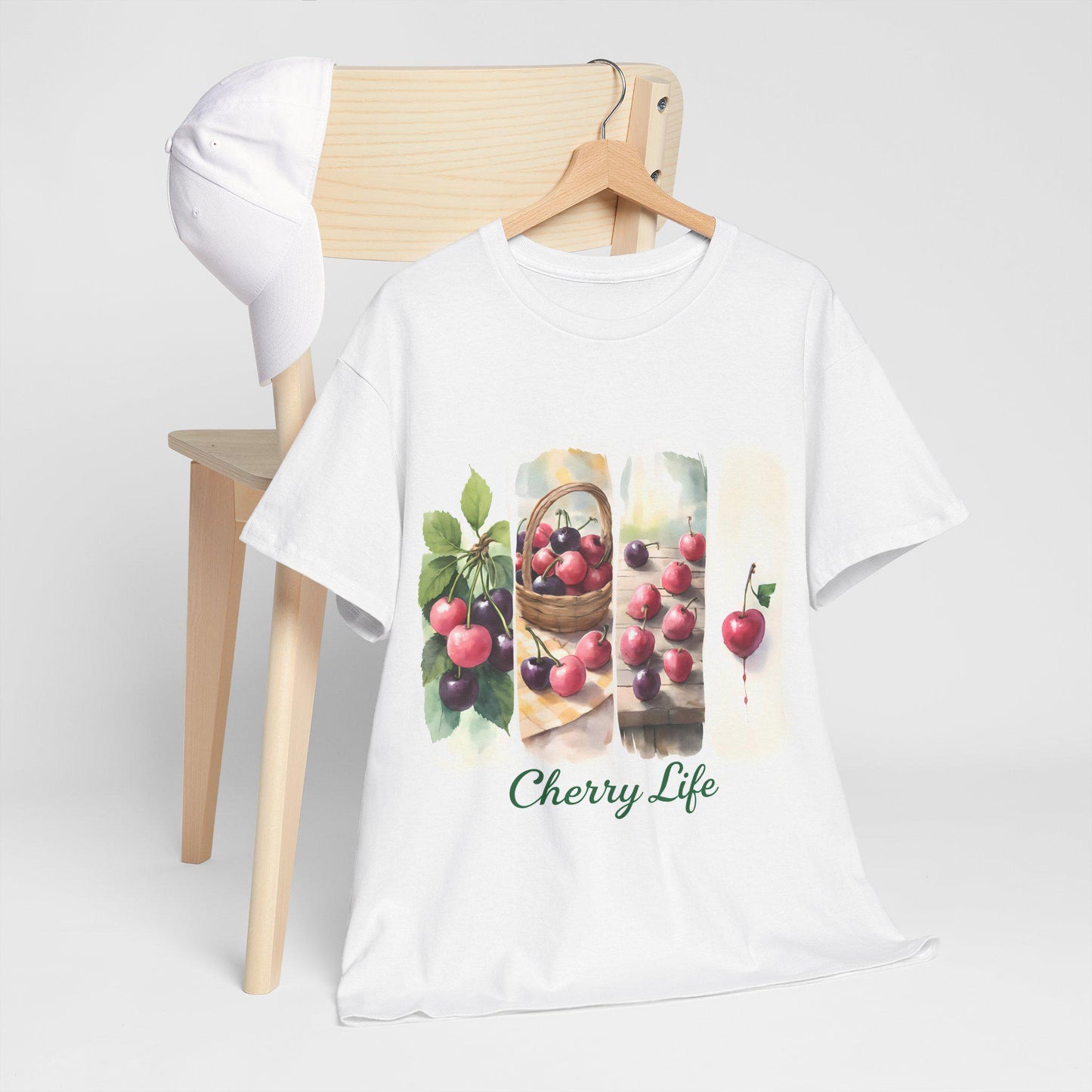 Cherry Life Unisex Heavy Cotton Tee | Summer Vibes, Gift for Fruit Lovers, Casual Wear, Gardening Shirt, Nature Enthusiast Apparel