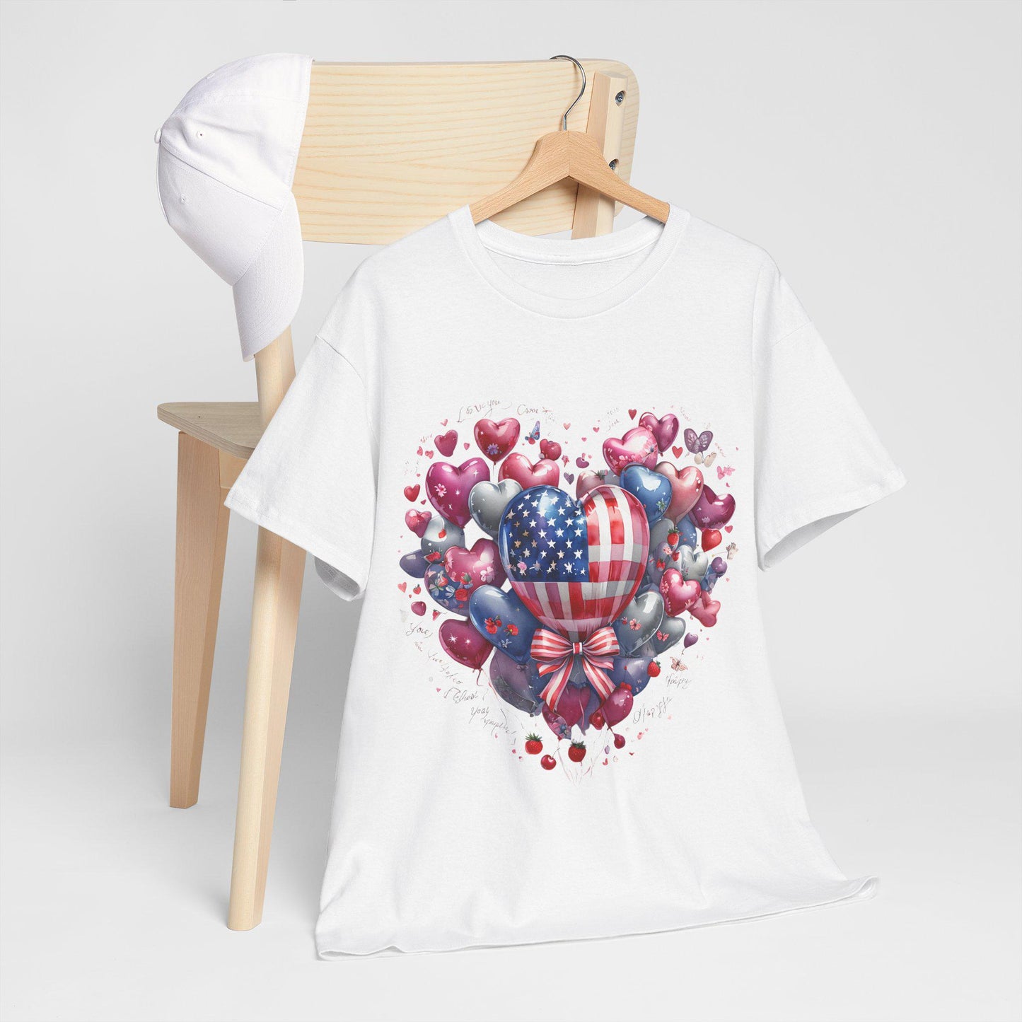 Love Heart Balloons and Fruit Tee, Cute Valentine's Day Shirt, Amore T-Shirt, Romantic Italian Tee, Heart Shape Balloons Shirt, Love Letter