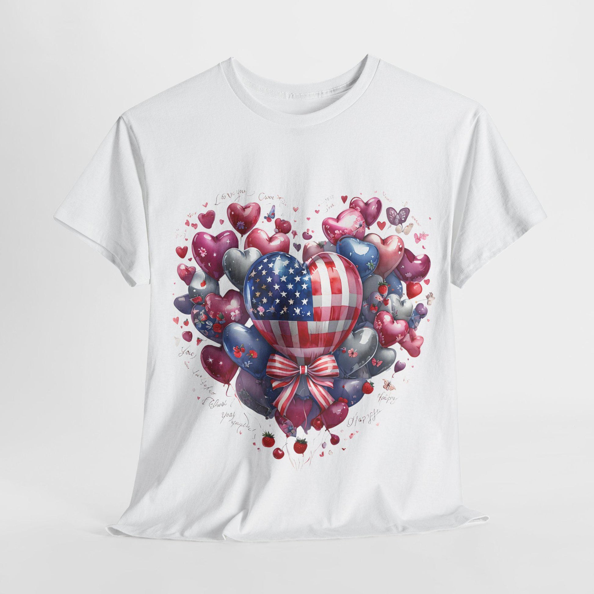 Love Heart Balloons and Fruit Tee, Cute Valentine's Day Shirt, Amore T-Shirt, Romantic Italian Tee, Heart Shape Balloons Shirt, Love Letter