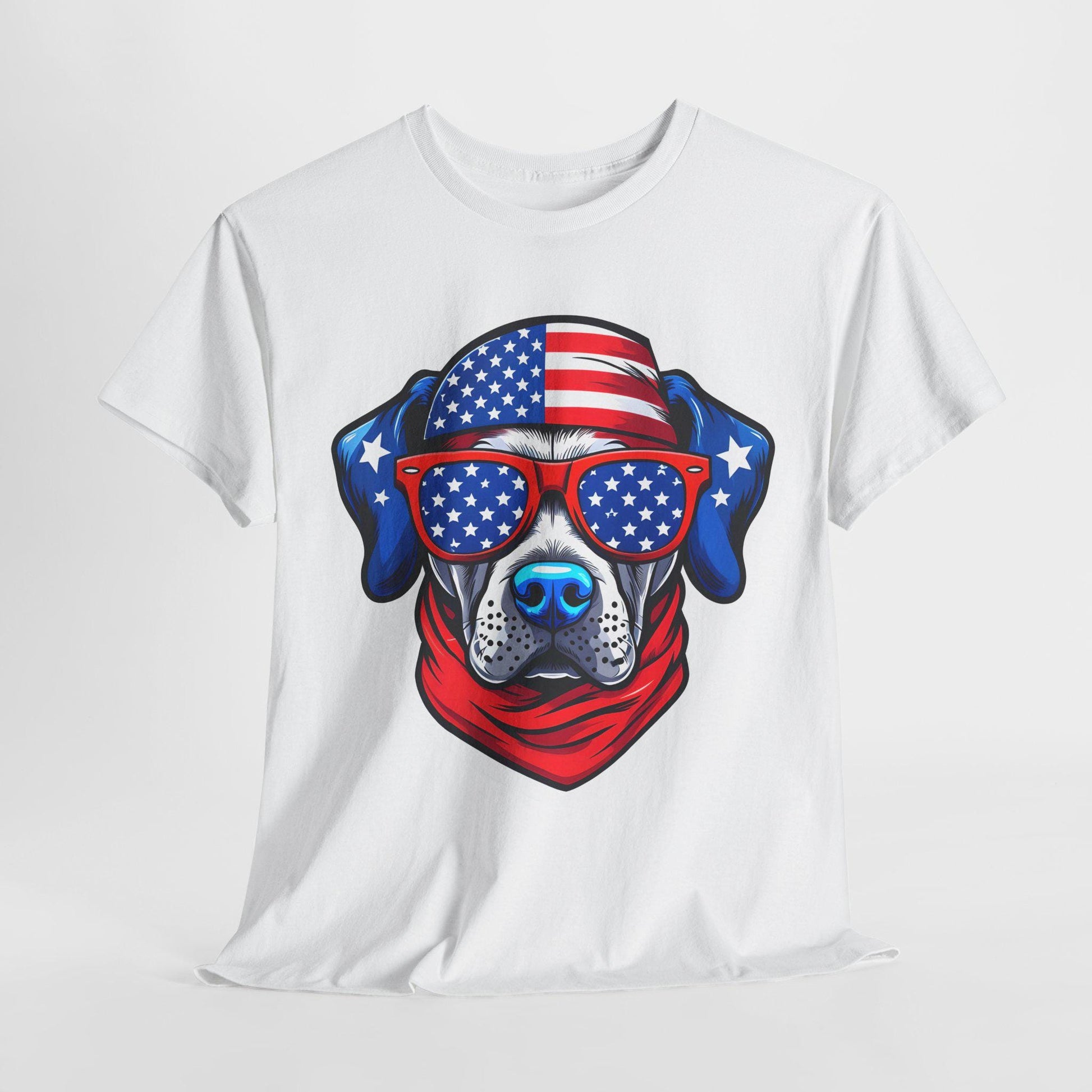 Patriotic Dog Tee - Unisex Heavy Cotton T-Shirt, Funny Pet Lover Gift, Summer BBQ, Independence Day Outfit, Dog Lover Apparel