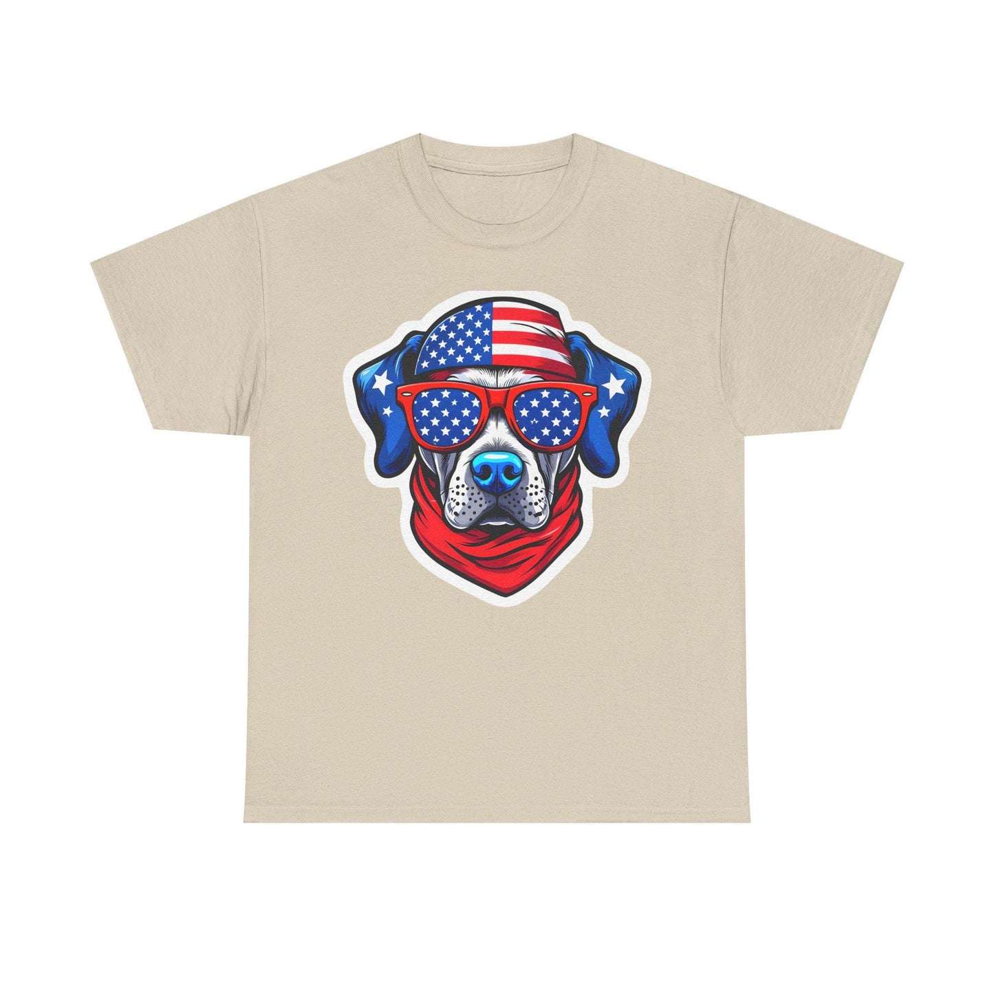 Patriotic Dog Tee - Unisex Heavy Cotton T-Shirt, Funny Pet Lover Gift, Summer BBQ, Independence Day Outfit, Dog Lover Apparel