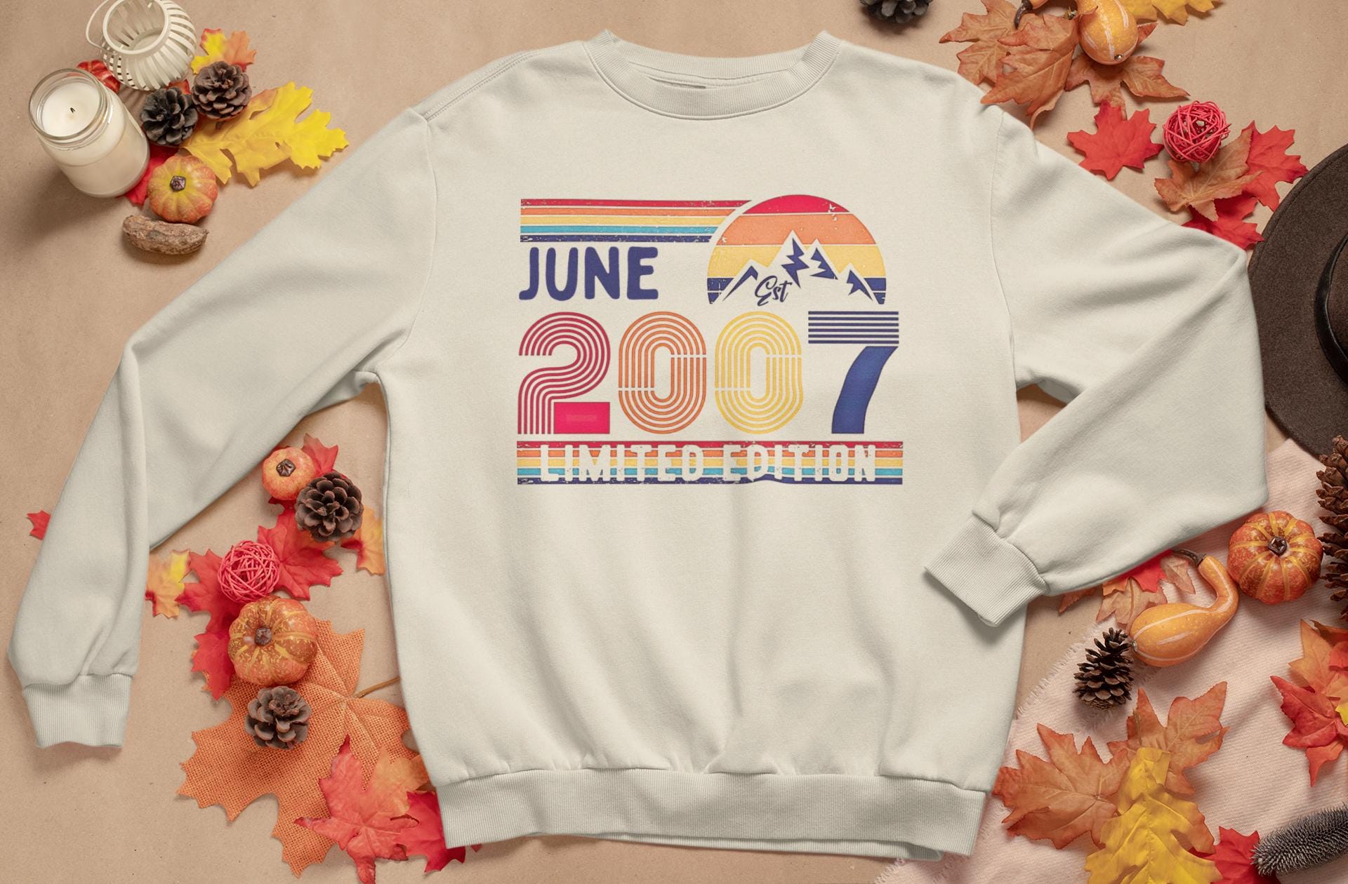 18th Birthday Retro Shirt, 2007 Birthday Sweatshirt Gift, 2007 Bday Year Number Hoodie for Women / Men, Birthday Tee For Daughter Or Son