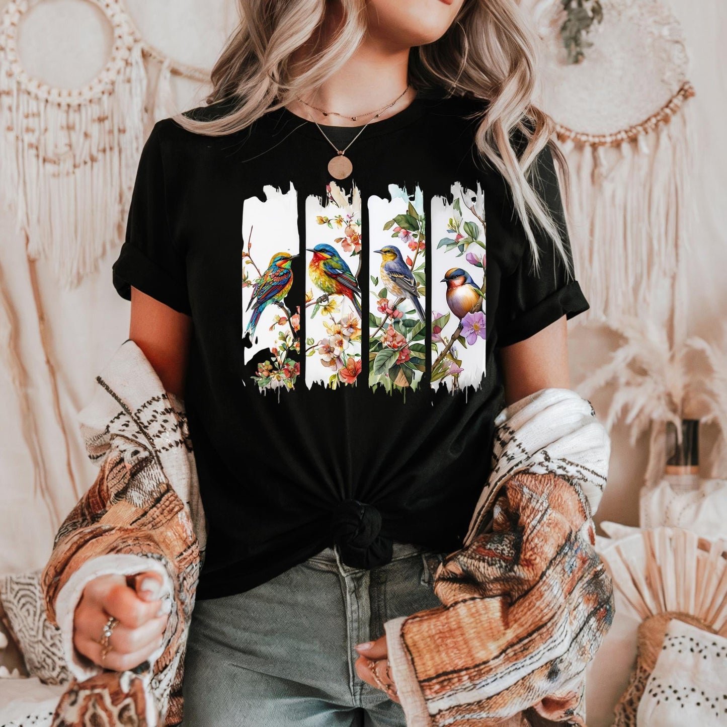 Nature-Inspired Unisex Cotton Tee, Bird Graphic T-Shirt, Casualwear, Gift for Nature Lovers, Eco-Friendly Wear, Spring/Summer Fashion