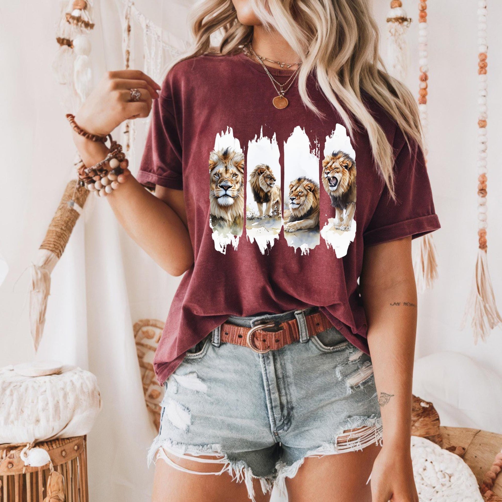 Majestic Lion Unisex Heavy Cotton Tee Animal Lovers Gift Wildlife T Shirt Nature Apparel Casual Everyday Wear, Big Cat Lover Gift