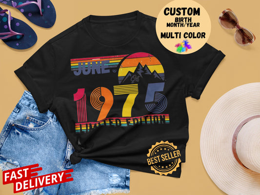 50th Birthday Retro Shirt, 1975 Birthday Sweatshirt Gift, 50 Years Bday Number Hoodie for Women / Men, Fifties Bday Tee For Wife Or Husband