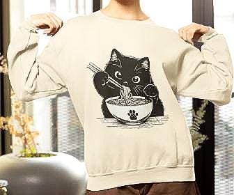 Noodle Cat Shirt, Cat Sweatshirt, Ramen Cat Shirt, Cat Mom Shirt, Cat Tee, Cat Lover Shirt, Animal Lover Tee, Cat Lovers Tee, Gift for Mom