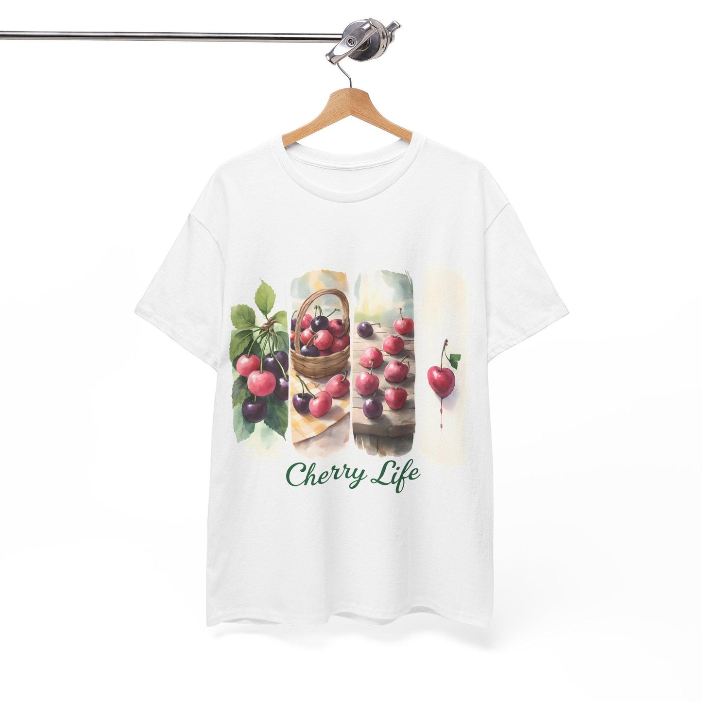 Cherry Life Unisex Heavy Cotton Tee | Summer Vibes, Gift for Fruit Lovers, Casual Wear, Gardening Shirt, Nature Enthusiast Apparel