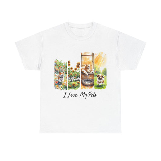 Unisex Heavy Cotton Tee with 'I Love My Pets' Design - Perfect Gift for Pet Lovers, Casual Wear, Animal Lovers, Gift for Friends, [...]