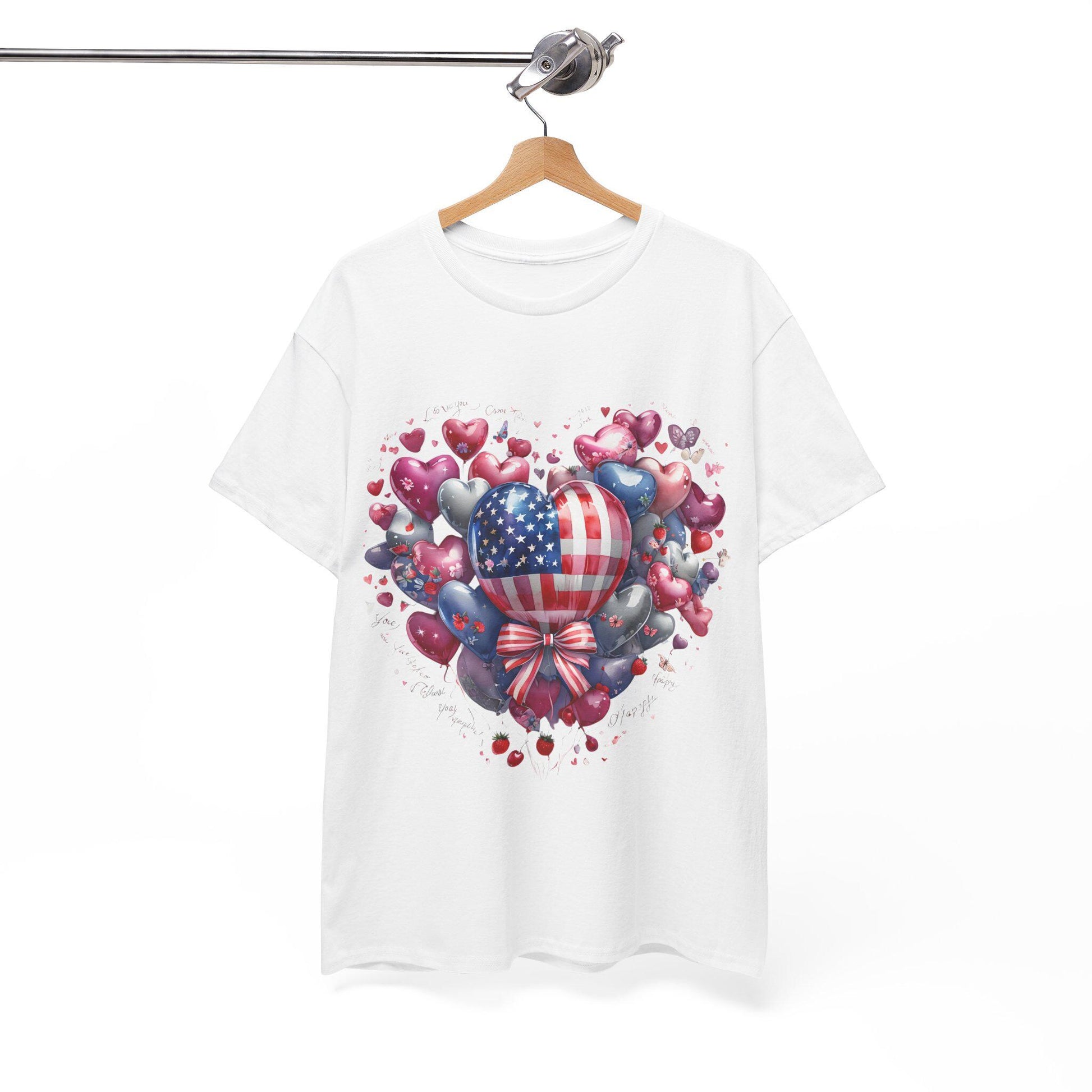 Love Heart Balloons and Fruit Tee, Cute Valentine's Day Shirt, Amore T-Shirt, Romantic Italian Tee, Heart Shape Balloons Shirt, Love Letter