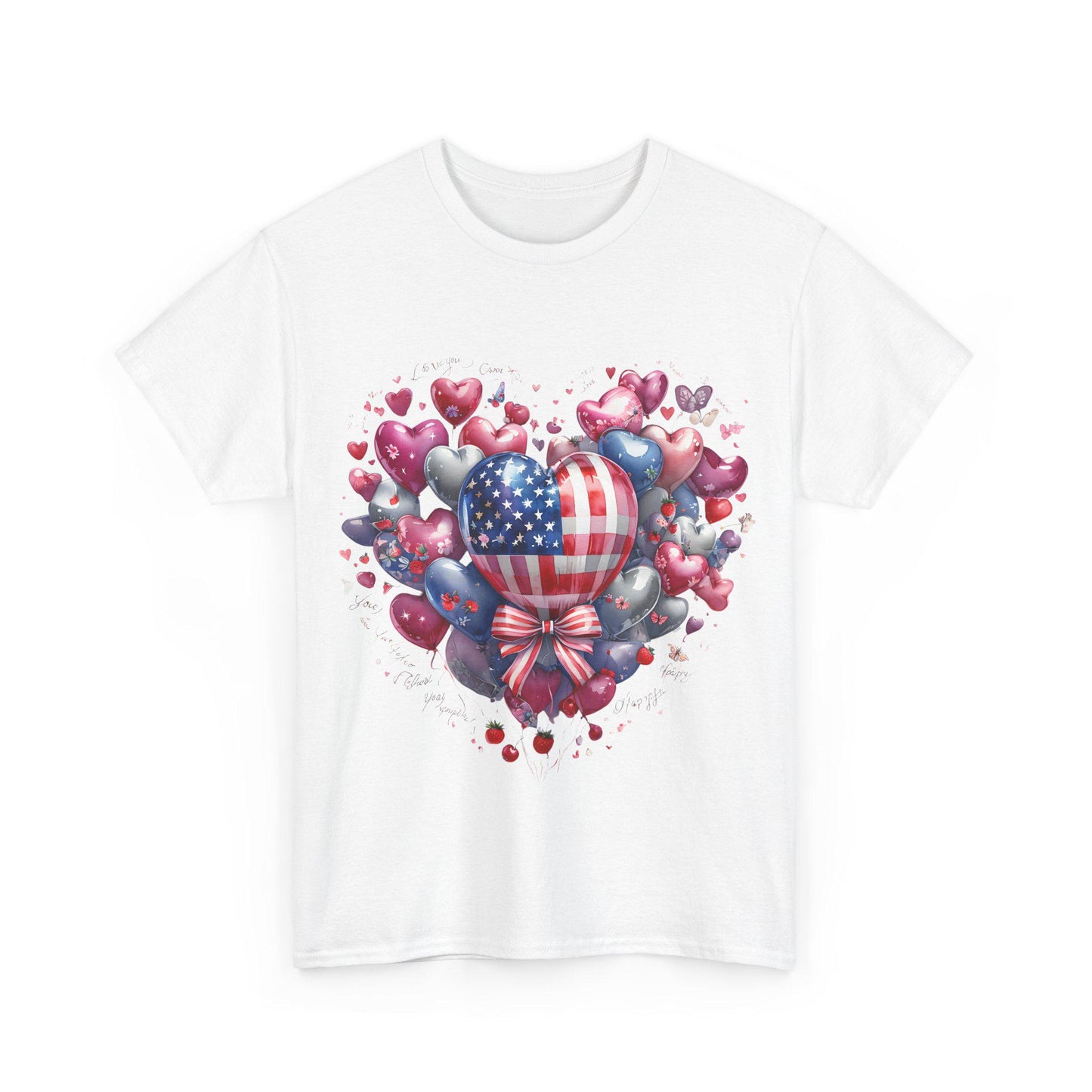 Love Heart Balloons and Fruit Tee, Cute Valentine's Day Shirt, Amore T-Shirt, Romantic Italian Tee, Heart Shape Balloons Shirt, Love Letter