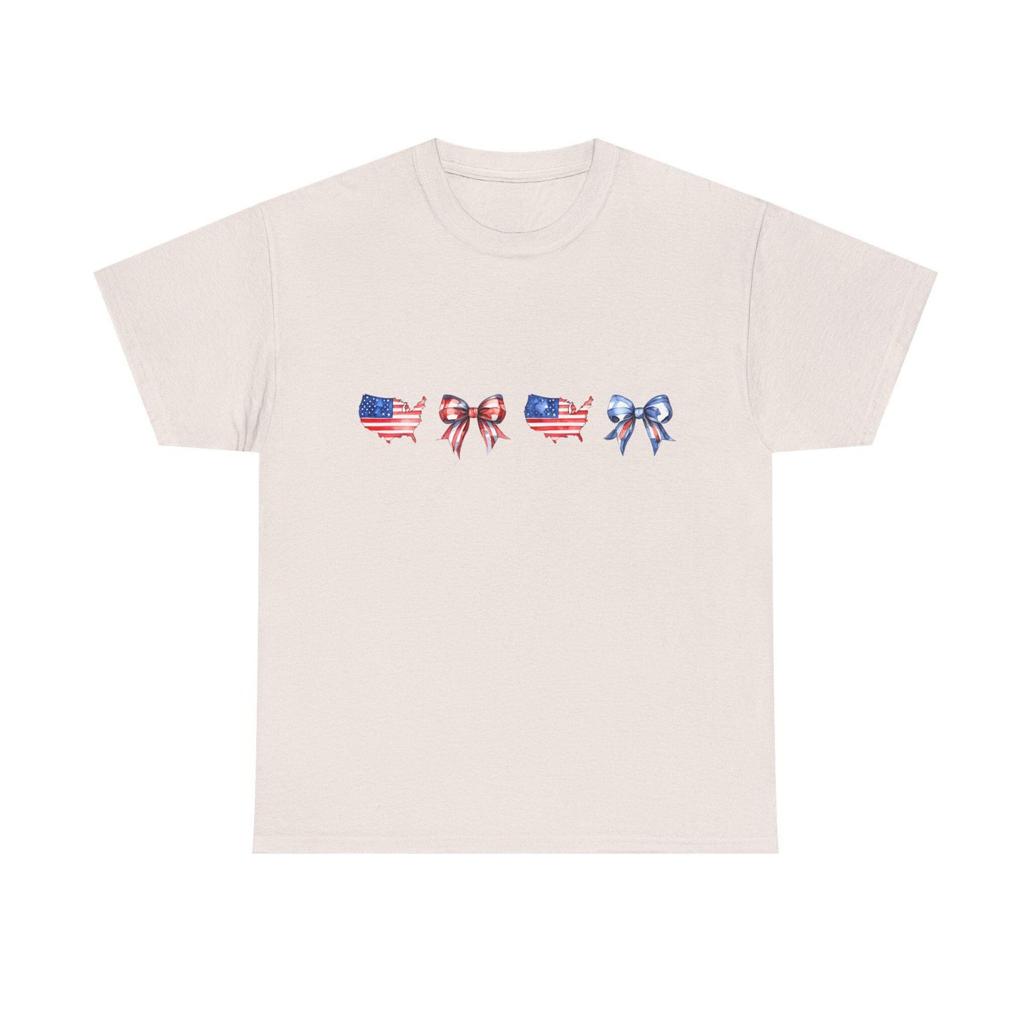 Unisex Cotton T-Shirt with Patriotic Bow Design | Perfect for 4th of July, Memorial Day, BBQs, Casual Wear, Gifts