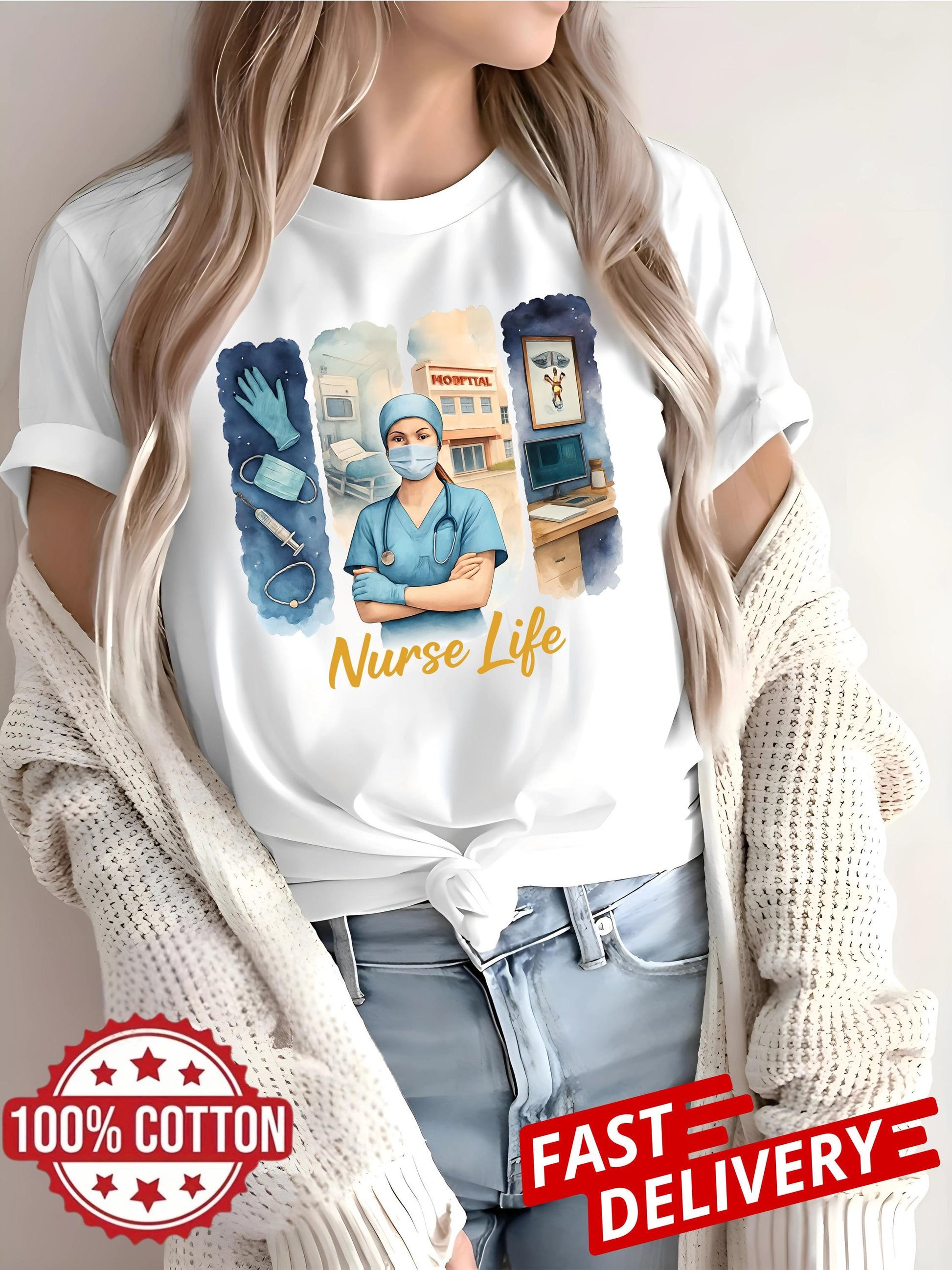 Nurse Life T Shirt Healthcare Worker Graphic Tee Nurse Appreciation Gift Medical Uniform Top Casual Unisex Shirt For Women Men