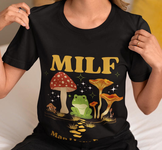 Retro Frog T-Shirt, Funny MILF Frog Shirt Dark Colors, Cottagecore Frog Tee, Oversized UNISEX T-Shirt, Toad Shirt, Frog Lover Shirt
