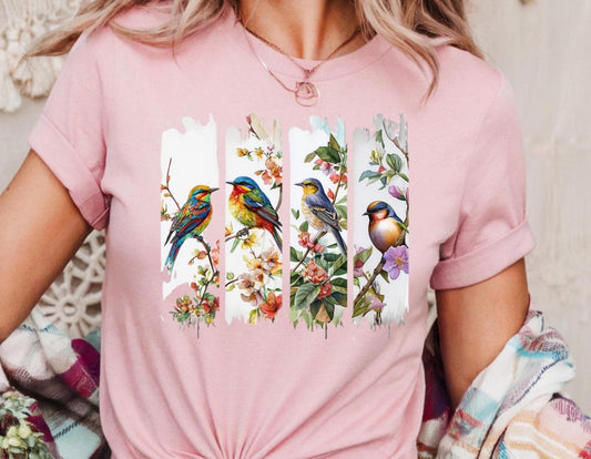 Nature-Inspired Unisex Cotton Tee, Bird Graphic T-Shirt, Casualwear, Gift for Nature Lovers, Eco-Friendly Wear, Spring/Summer Fashion