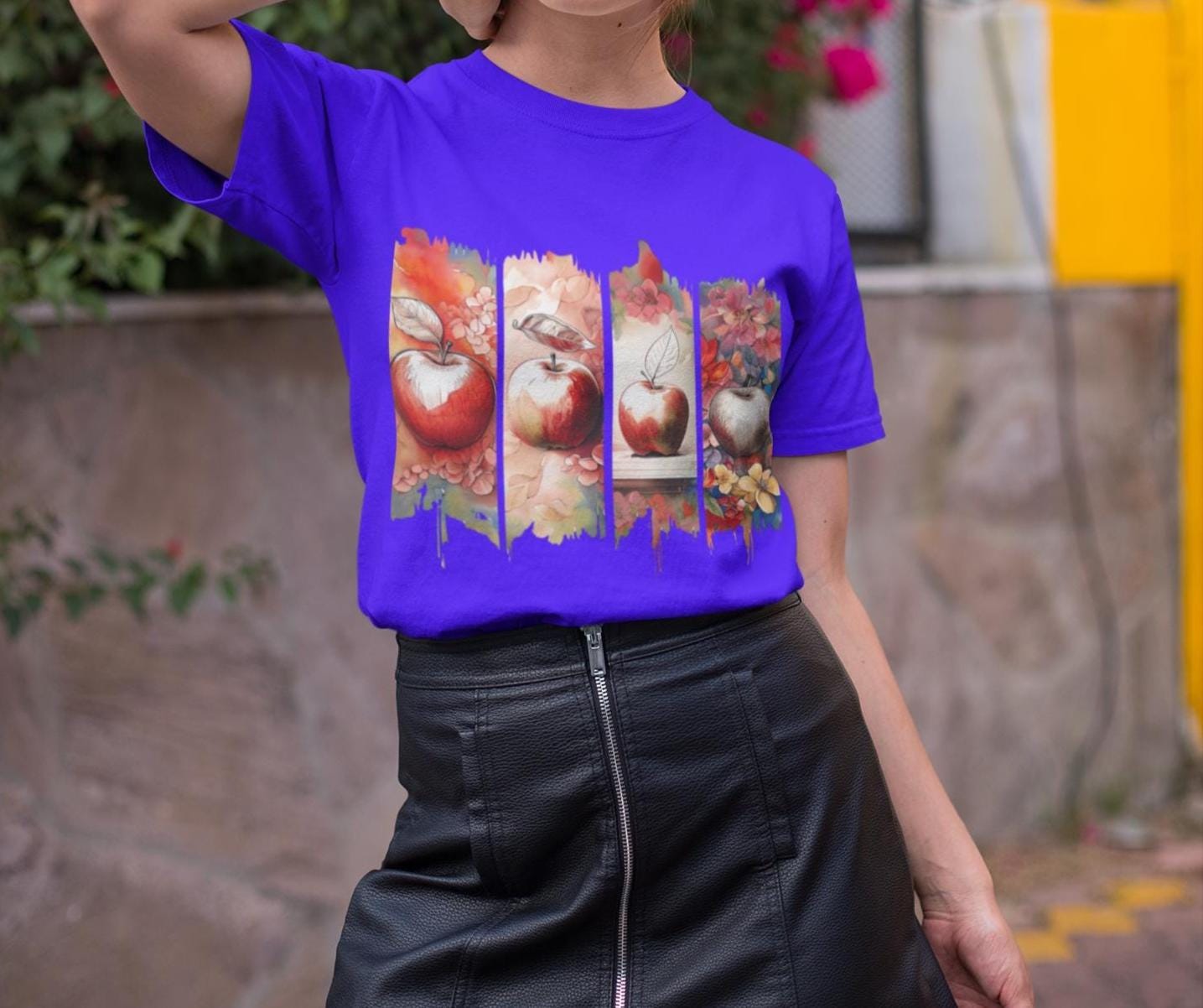 Vibrant Apple Art Tee, Unisex Cotton T-Shirt, Fruit Lover Gift, Casual Wear, Eco-Friendly Fashion, Healthy Fruit T-Shirt