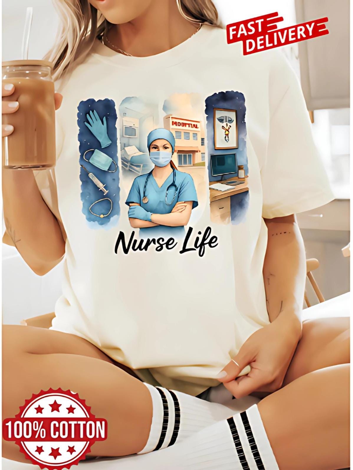 Nurse Life T Shirt Healthcare Worker Graphic Tee Nurse Appreciation Gift Medical Uniform Top Casual Unisex Shirt For Women Men