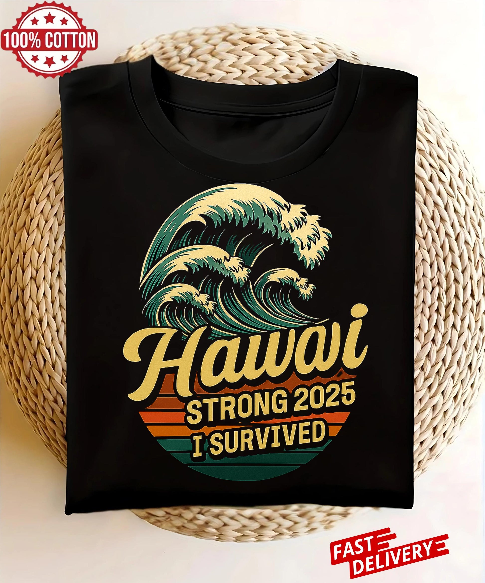 Hawaiian Survival Tee, Surfing Shirt, Ocean Wave T-Shirt, Adventure Apparel, Beach Vacation Top, Summer Graphic Tee,Tsunami