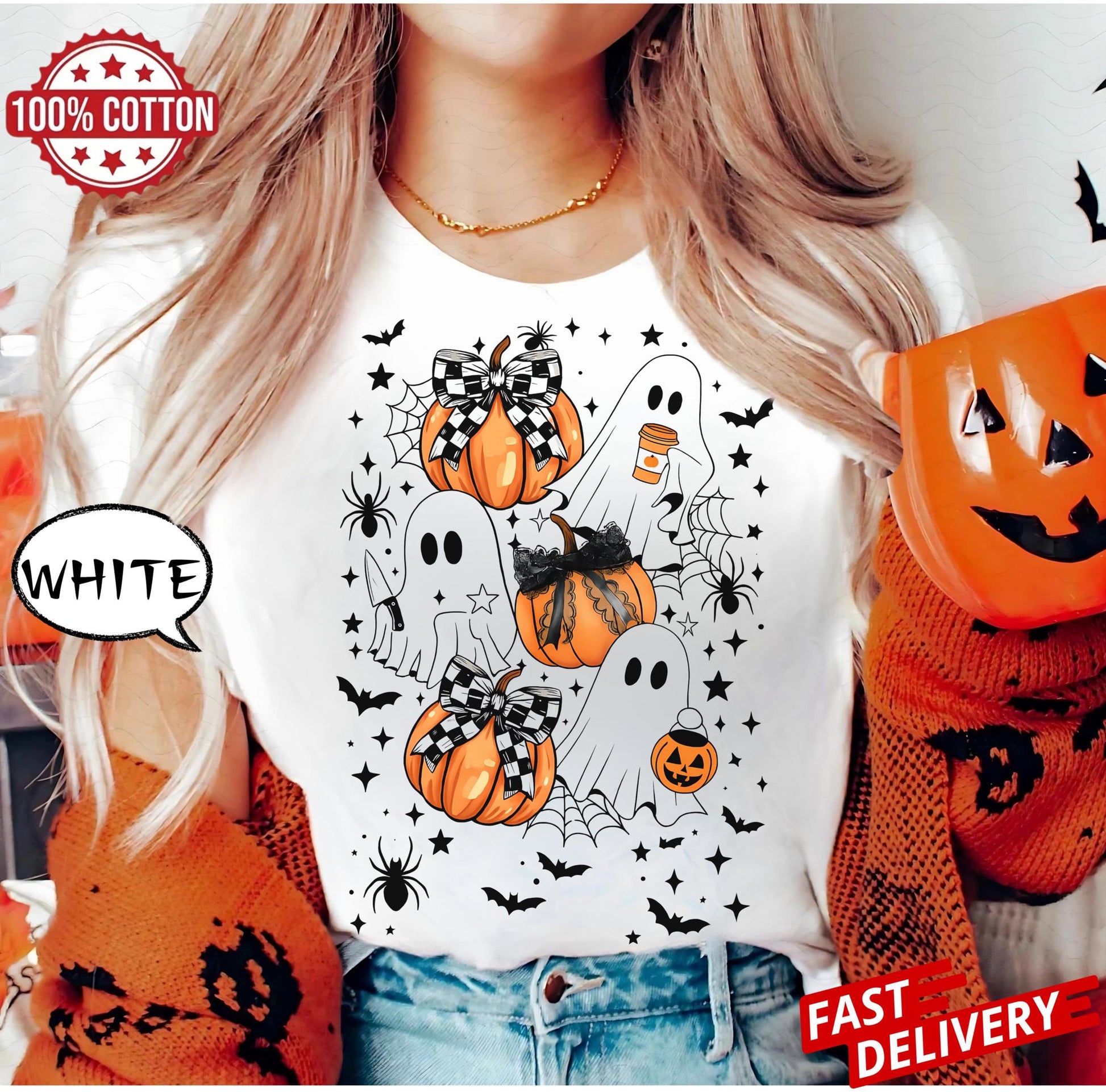Halloween Pumpkin T-shirt,Ghost Pumpkin tee,Coquette HallowBoween shirt,Halloween,Pumpkin Bow schirt,Halloween shirt ,Pumpkin Bow tee