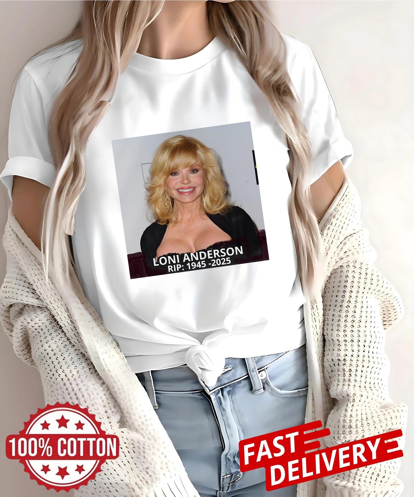 Vintage Loni Anderson RIP 1945 2025 Tribute Tee Retro 80s WKRP inial TShirt Cincinnati Bootleg Shirt Celebrity Memor