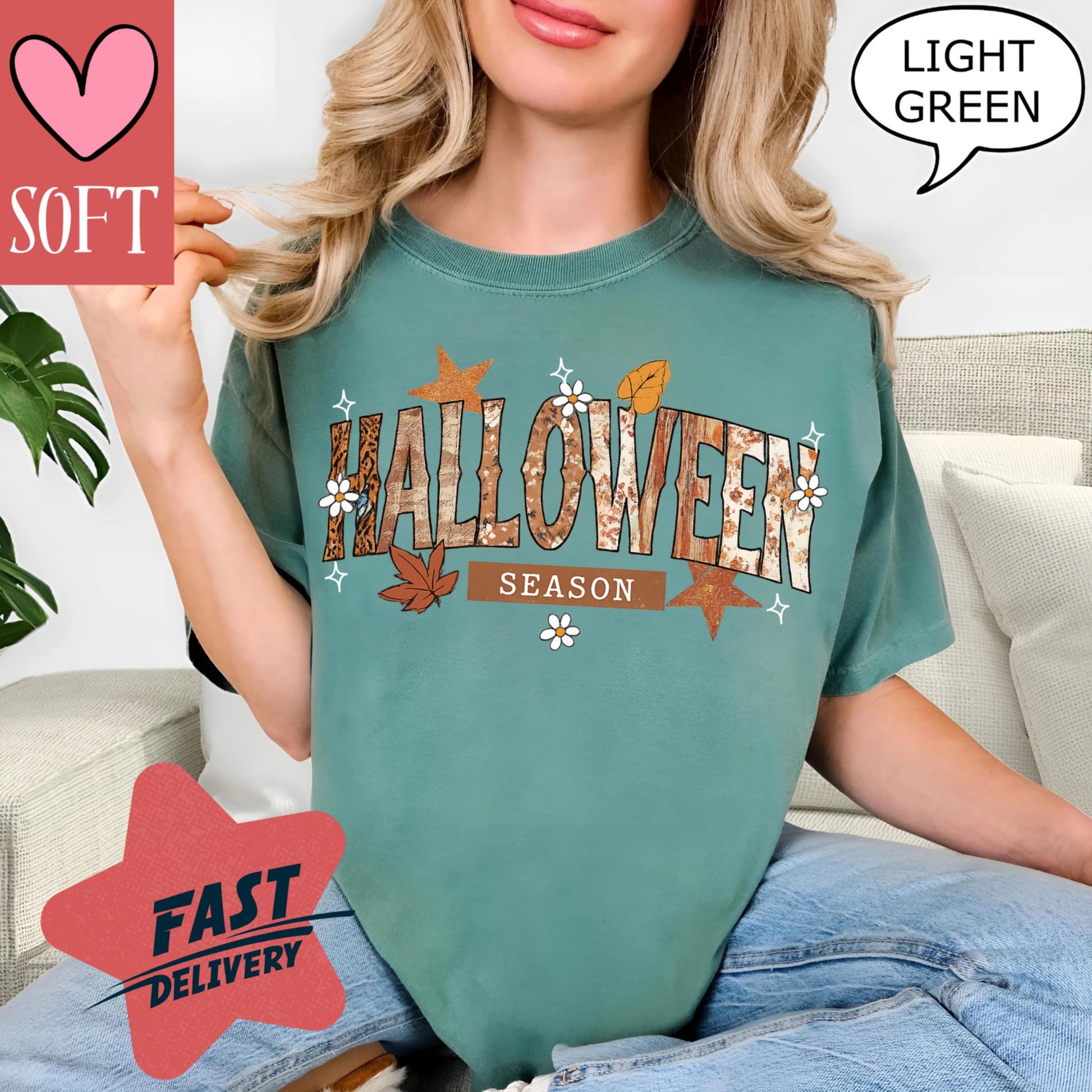 Comfort Colors Halloween Graphic Tee Celebration Shirt Vintage Autumn Leaves Retro Spooky Season T Shirt October Party Outfit For Men Women