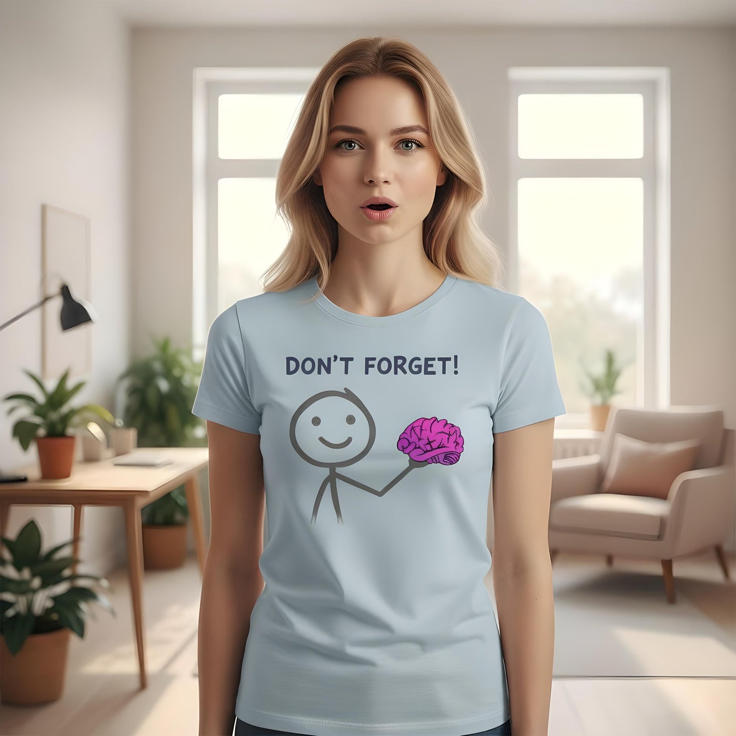 Funny Dont Forget Brain T Shirt Stick Figure Graphic Tee Red Unisex Top Mental Health Awareness Psychology Gift For Him Therapy Event Outfit