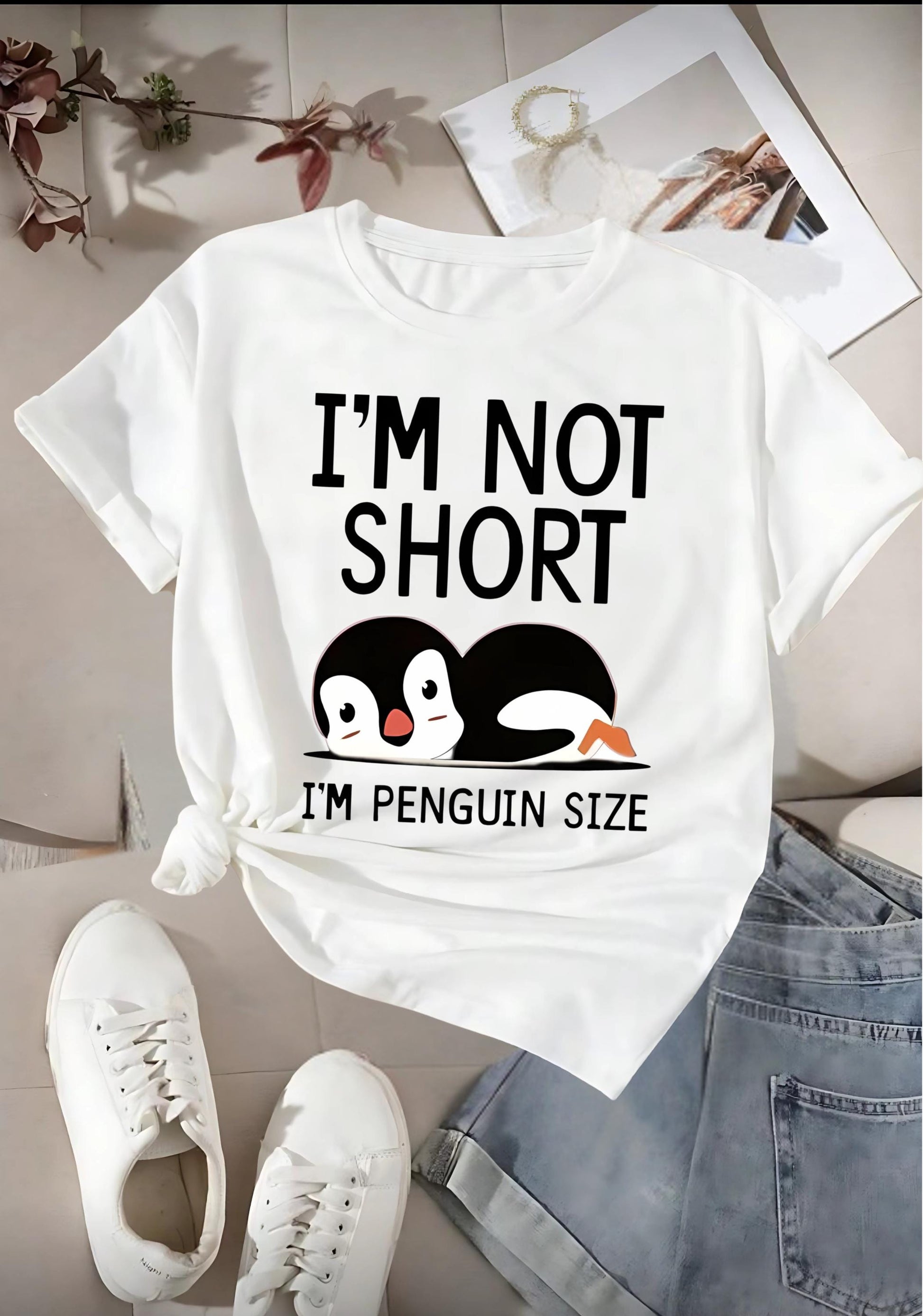Funny Penguin T Shirt Im Not Short Im Penguin Size Cute Cartoon Graphic Tee Unisex Casual Top Penguin Lover Shirt Nerd Geek Gift For Him Her