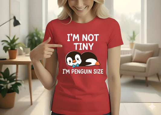 Funny Penguin T Shirt Bundle Im Not Short Im Not Tiny Penguin Size Cartoon Graphic Tee Unisex Penguin Lover Gift Set Animal Top For Him Her