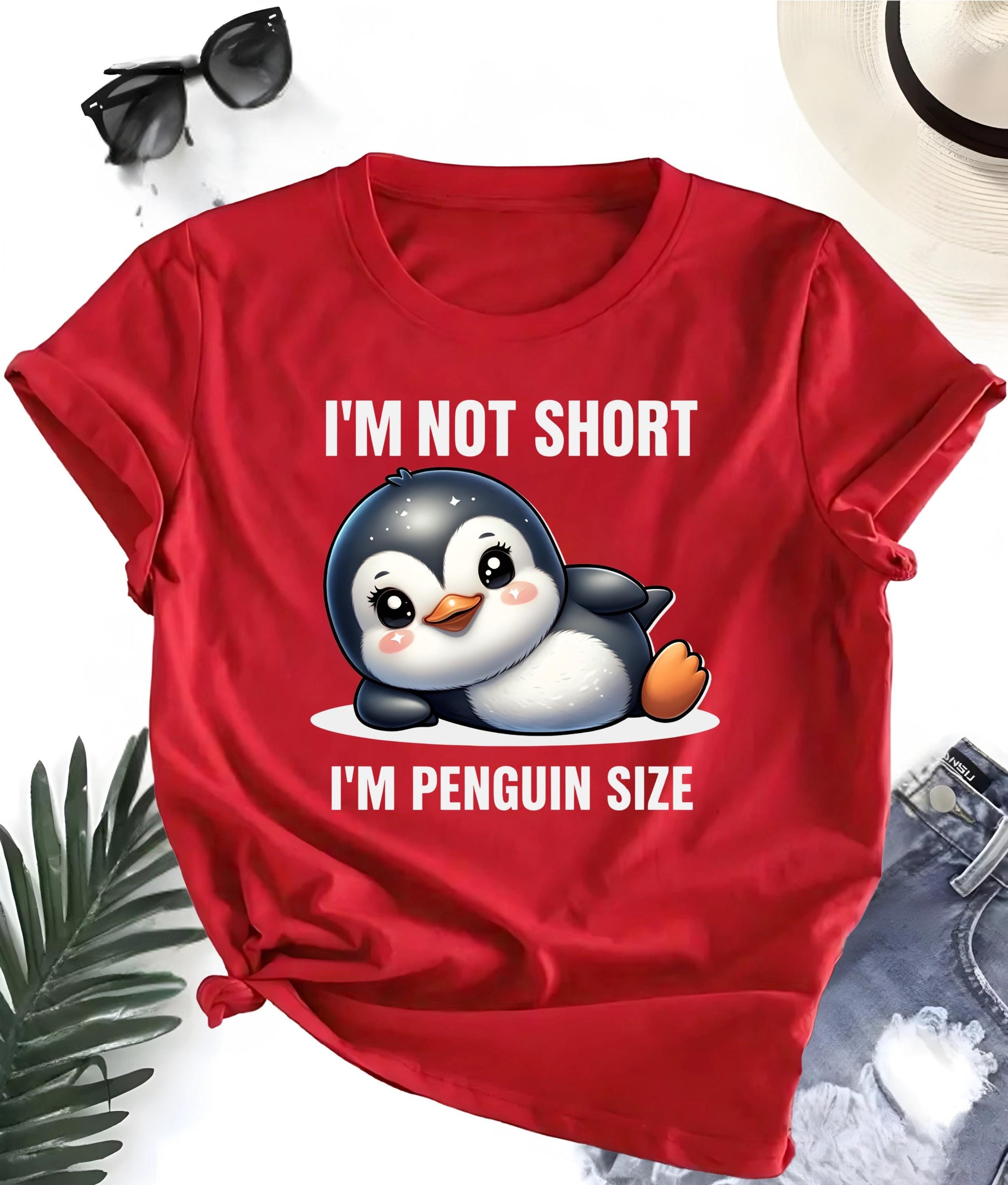 Cute Penguin T Shirt Im Not Short Im Penguin Size Funny Graphic Tee Unisex Penguin Lover Shirt Cartoon Style Gift Nerd Geek For Him Her