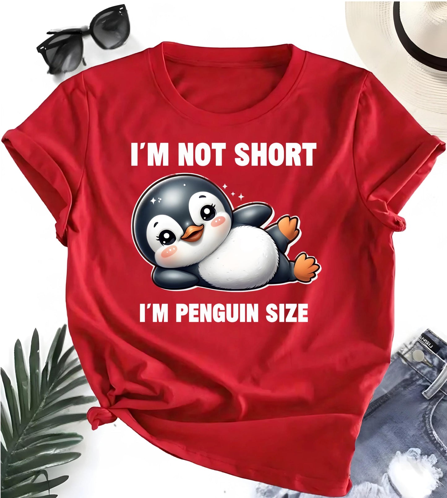 unny Penguin T Shirt Im Not Short Im Penguin Size Cartoon Graphic Tee Grey Unisex Penguin Lover Shirt Nerd Geek Gift For Him Her