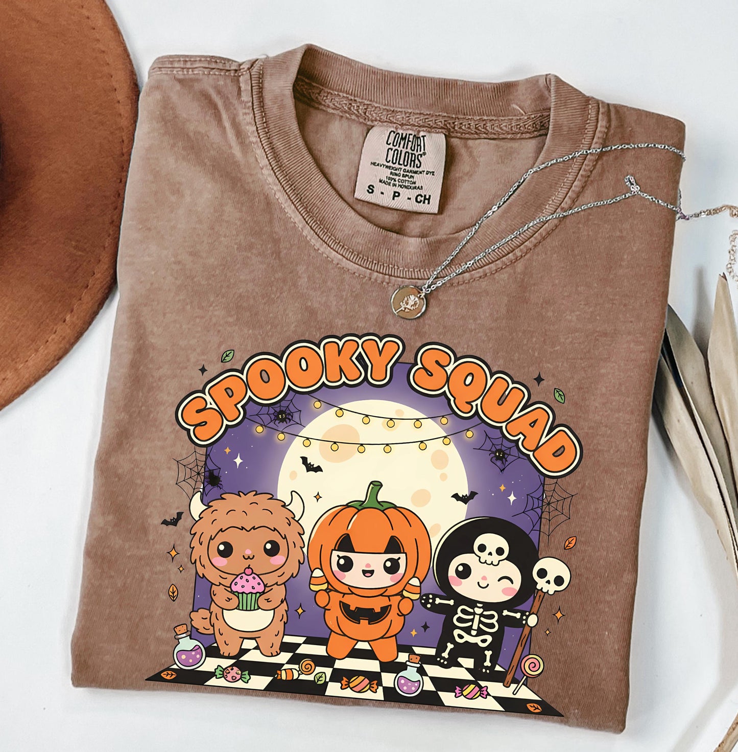 Spooky Squad Halloween Shirt Cute Kawaii Pumpkin Skeleton Monster Graphic Tee Unisex Trick Or Treat Gift Labubu Shirt Halloween LaBubu Bunny