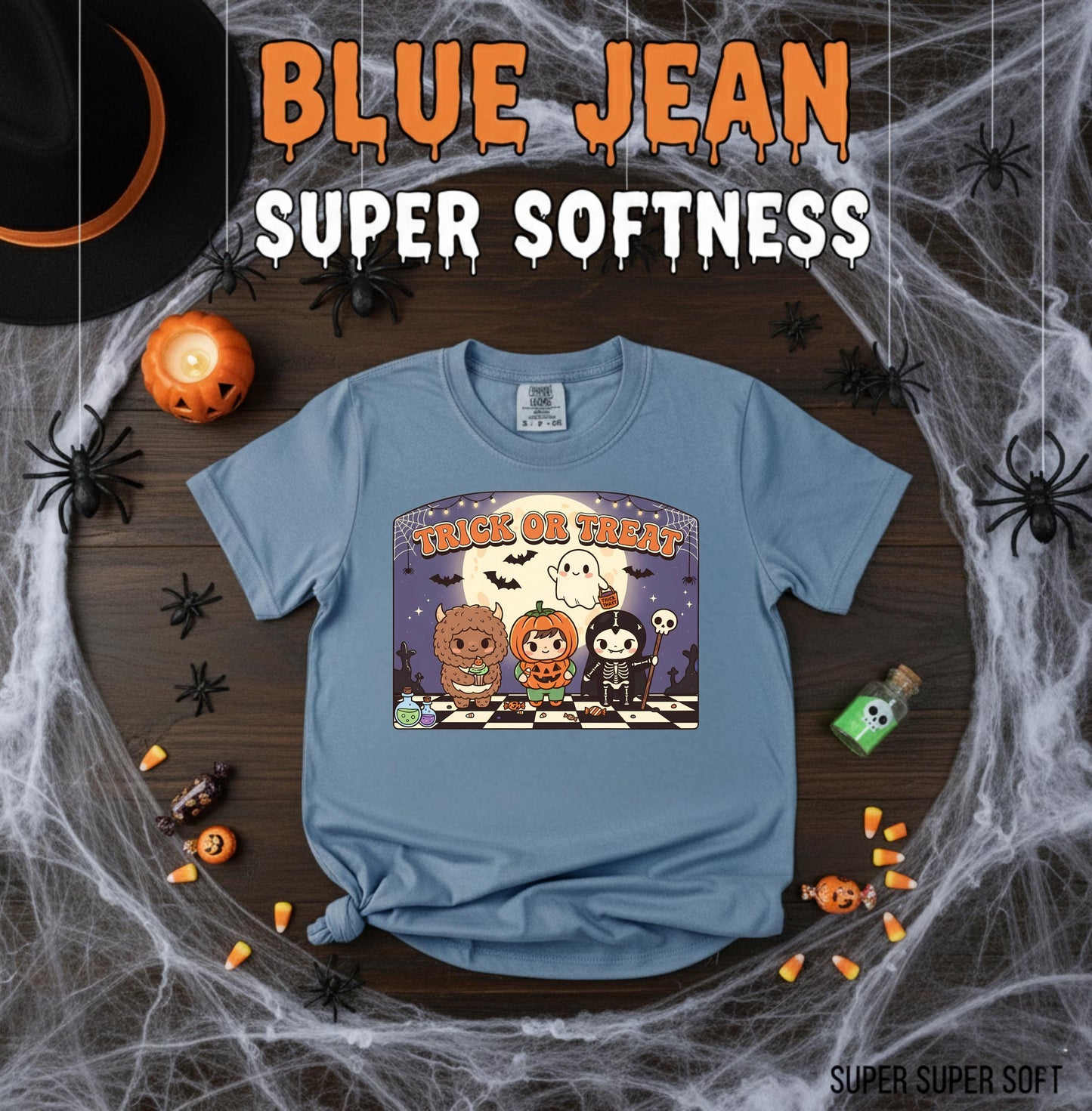 Labubu Bunny Trick Or Treat T Shirt Cute Kawaii Halloween Graphic Tee Pumpkin Ghost Skeleton Monster Unisex Funny Spooky Shirt Gift