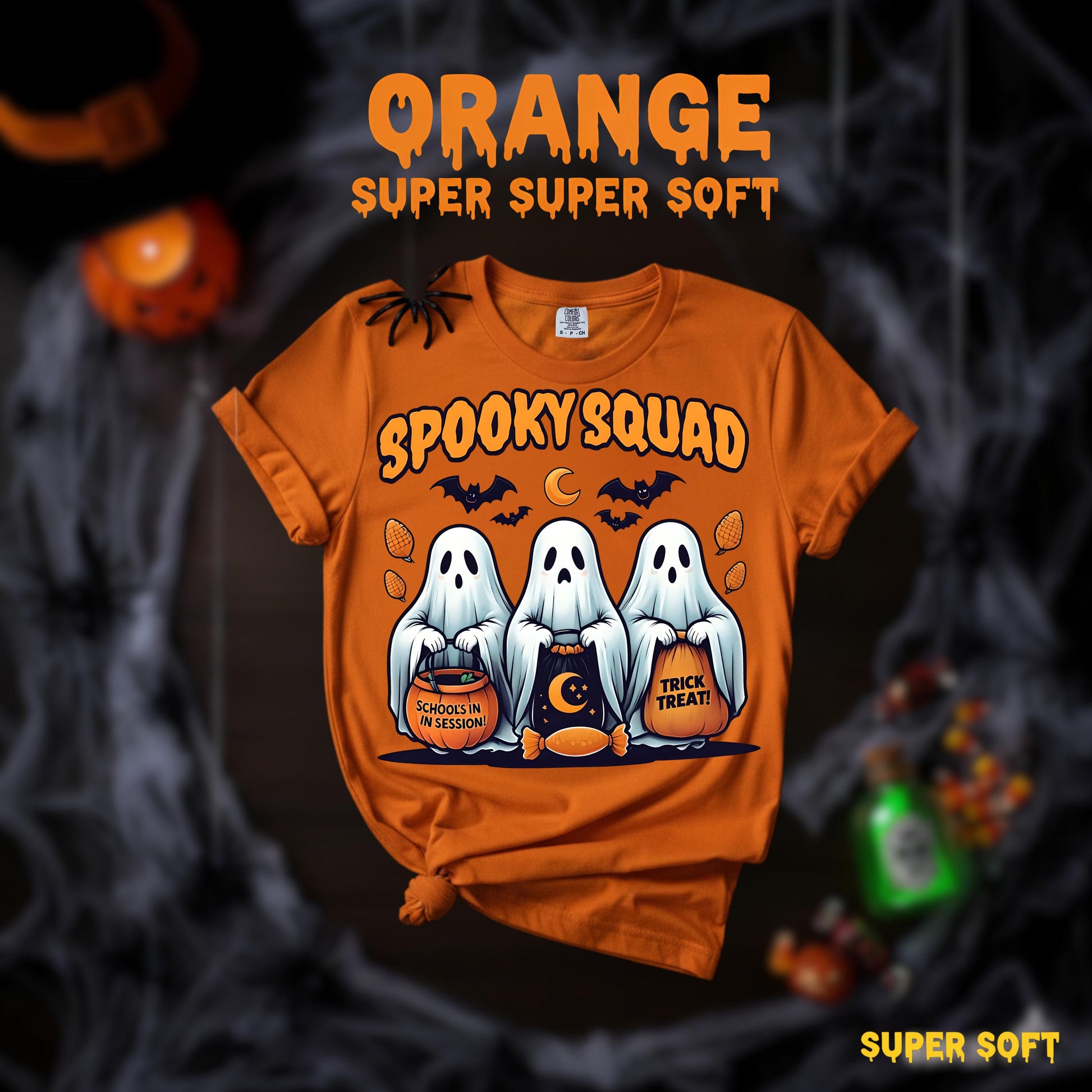 Spooky Squad Ghost T Shirt Cute Kawaii Halloween Graphic Tee Trick Or Treat Unisex Cartoon Costume Pumpkin Skeleton Style Gift For Him Her